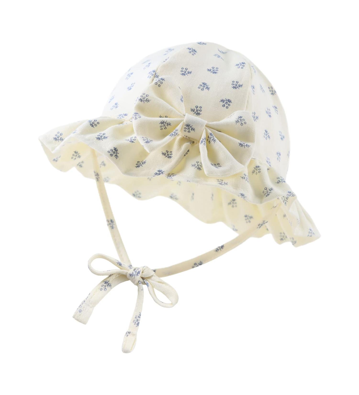 XIAOHAWANG Baby Girl Sun Hat | Embroidered Flower Toddler Bucket Hat | Infant Girls 3-6 Months (Beige) - Buy Online on SooperMarket.com