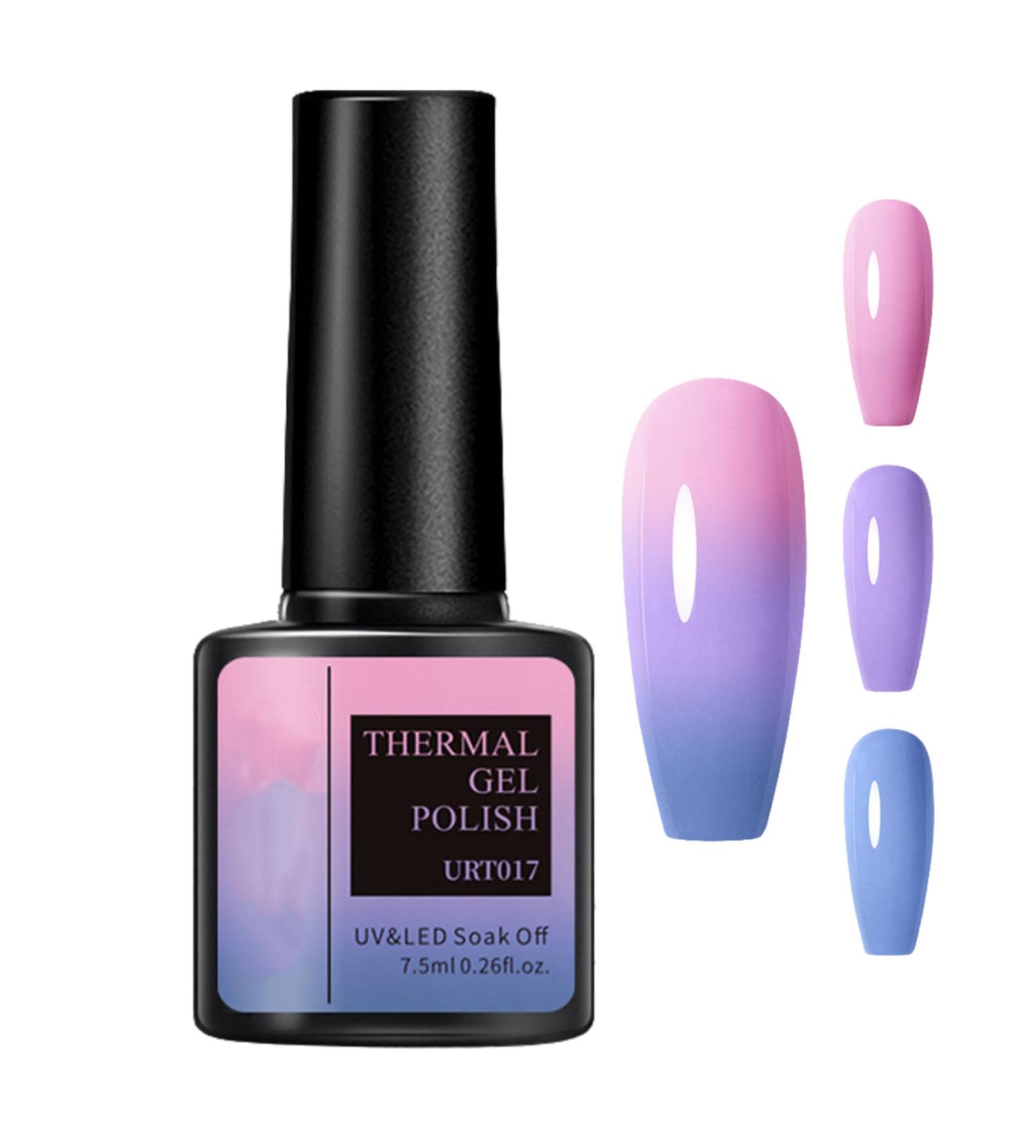 Colour Changing UV Gel Nail Polish Black - 7.5 ml Temperature Colour Changing Gel Nail Polish Soak Off UV LED Nail Art Gel Polish - Purple Pink (17) - Buy Online on SooperMarket.com
