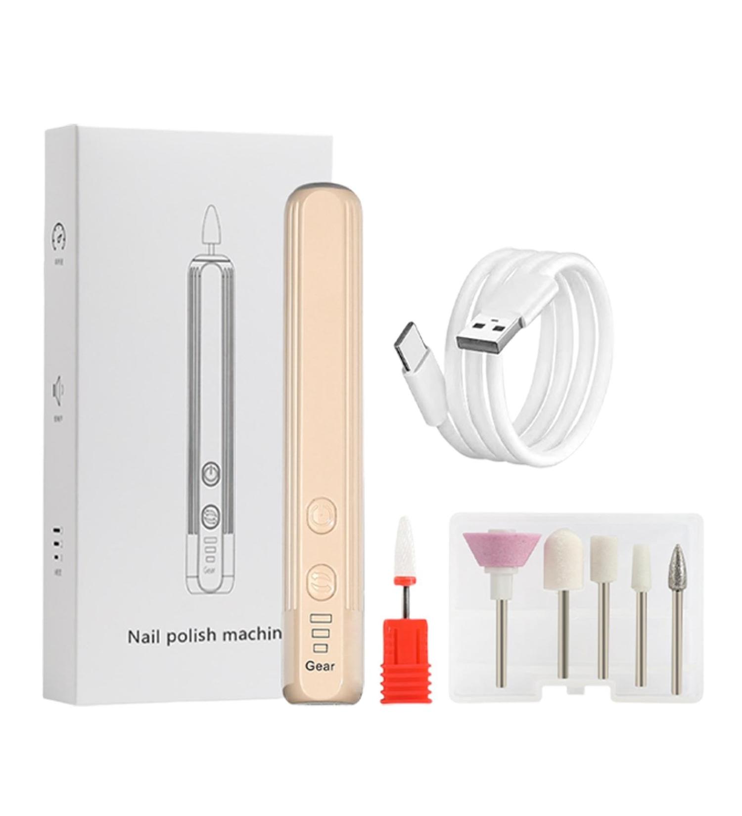 Neamou Electric Nail Drill Kit | Electric Nail File Set Compact Portable Design Electric Filer Hand Foot Care Tool for Nail Grind Khaki English Version - Buy Online on SooperMarket.com