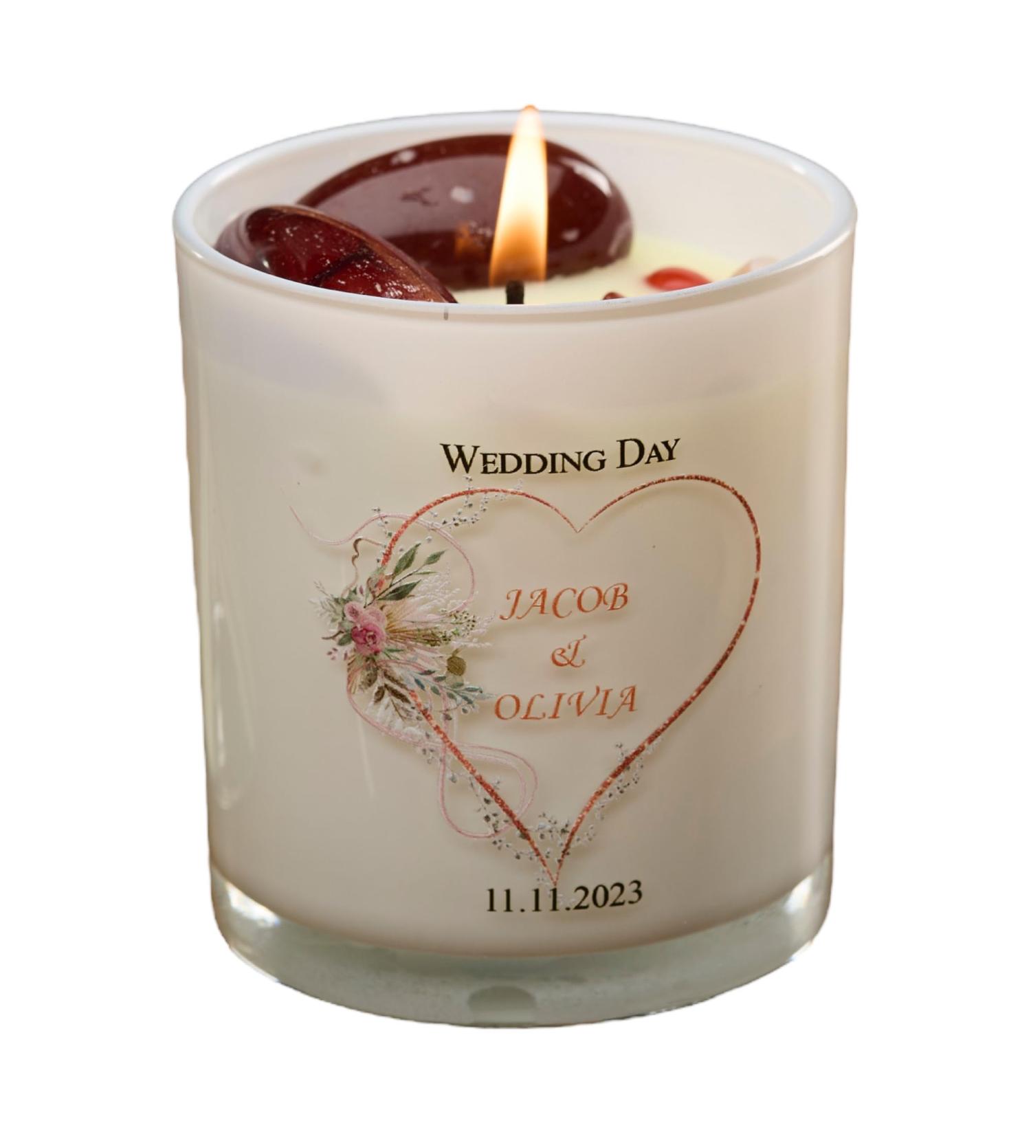 Personalised Wedding Day Candle Gift with Rose Gold Heart (Lavender) - Buy Online on SooperMarket.com