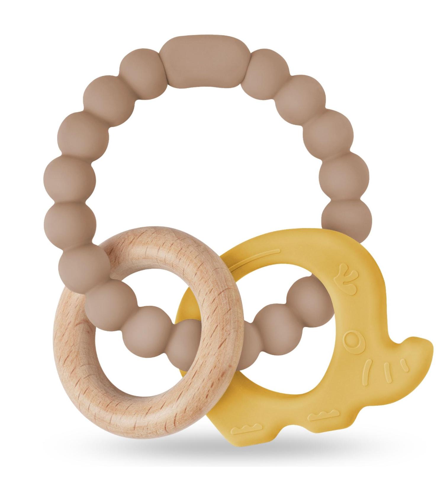 Vicloon Silicone and Wood Teething Toy for Baby - Easy to Clean Octopus Teether Chew Toy for Boys & Girls (Grey - Buy Online on SooperMarket.com