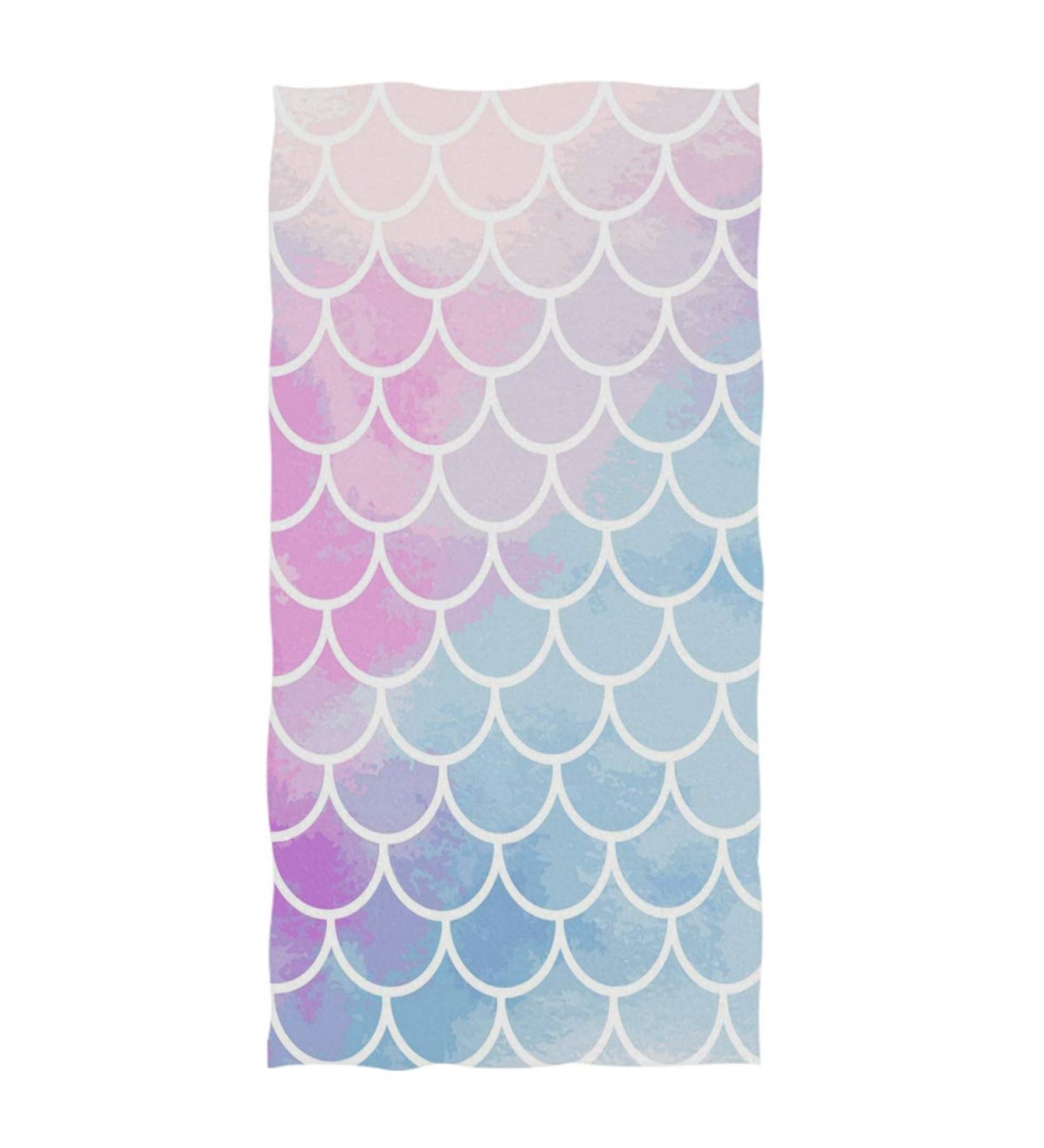 Colorful Mermaid Scale Hand Towel 16x30 - Rainbow Marble Galaxy, Ultra Soft & Absorbent - Buy Online on SooperMarket.com