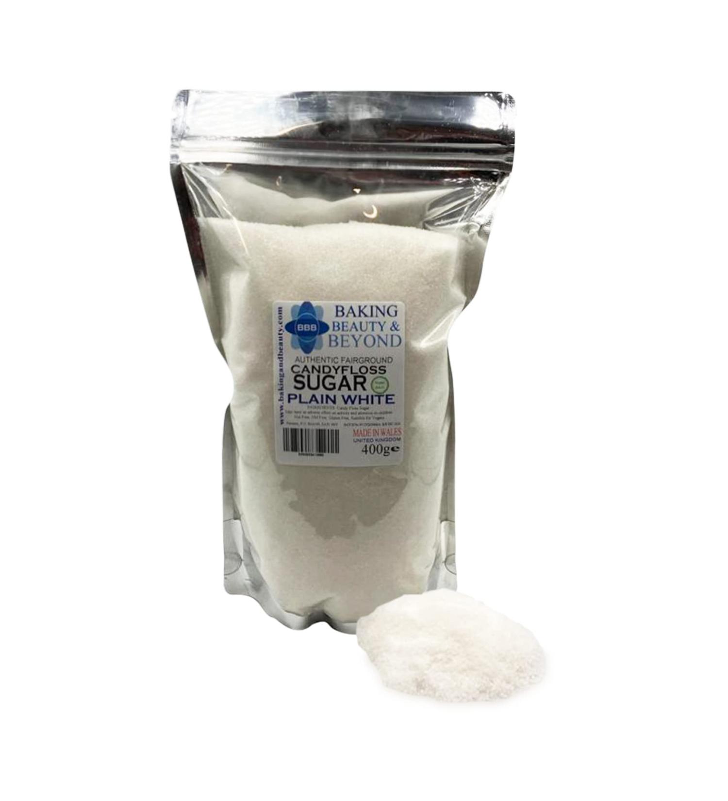 Baking Beauty and Beyond Premium Floss Sugar for Cotton Candy - 400g Plain White Floss Sugar with Natural Ingredients for All Occasions - Buy Online on SooperMarket.com