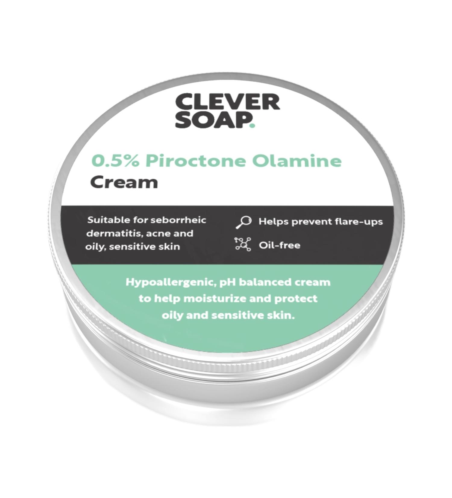 Clever Soap 0.5% Piroctone Olamine Face & Body Cream - Helps Prevent Flare-Ups - Suitable For Seborrheic Dermatitis Psoriasis Acne & Oily Sensitive Skin - Fragrance & Oil Free For Men & Women - Buy Online on SooperMarket.com