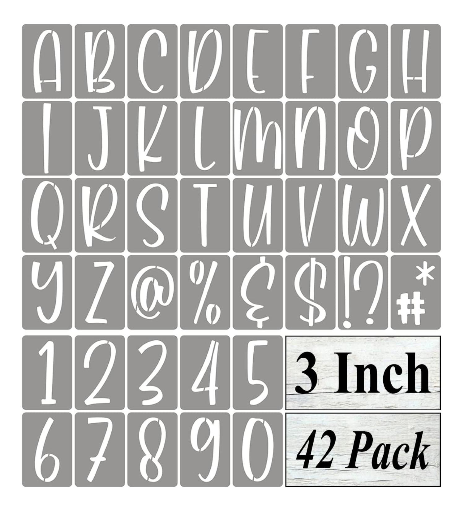 3 Inch Alphabet Letter Stencils for Painting - 42 Pack Letter and Number Stencil Templates with Signs for Painting on Wood Reusable Letters and Numbers Stencils for Chalkboard Wood Signs & Wall Art - Buy Online on SooperMarket.com