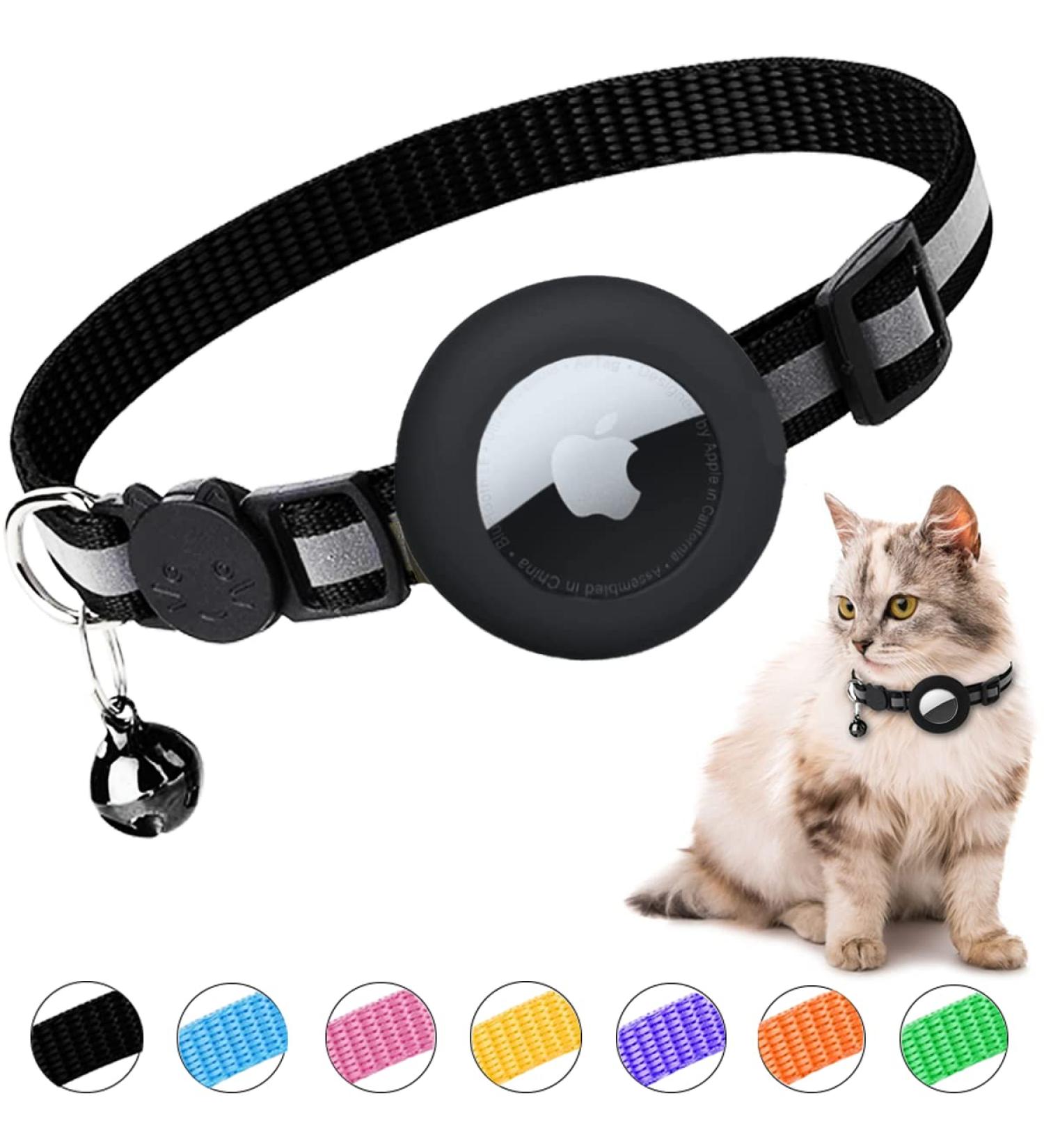 Smpili Airtag Cat Collar | Reflective Kitten Collar with Breakaway Feature | 0.4 Width | Black - Buy Online on SooperMarket.com
