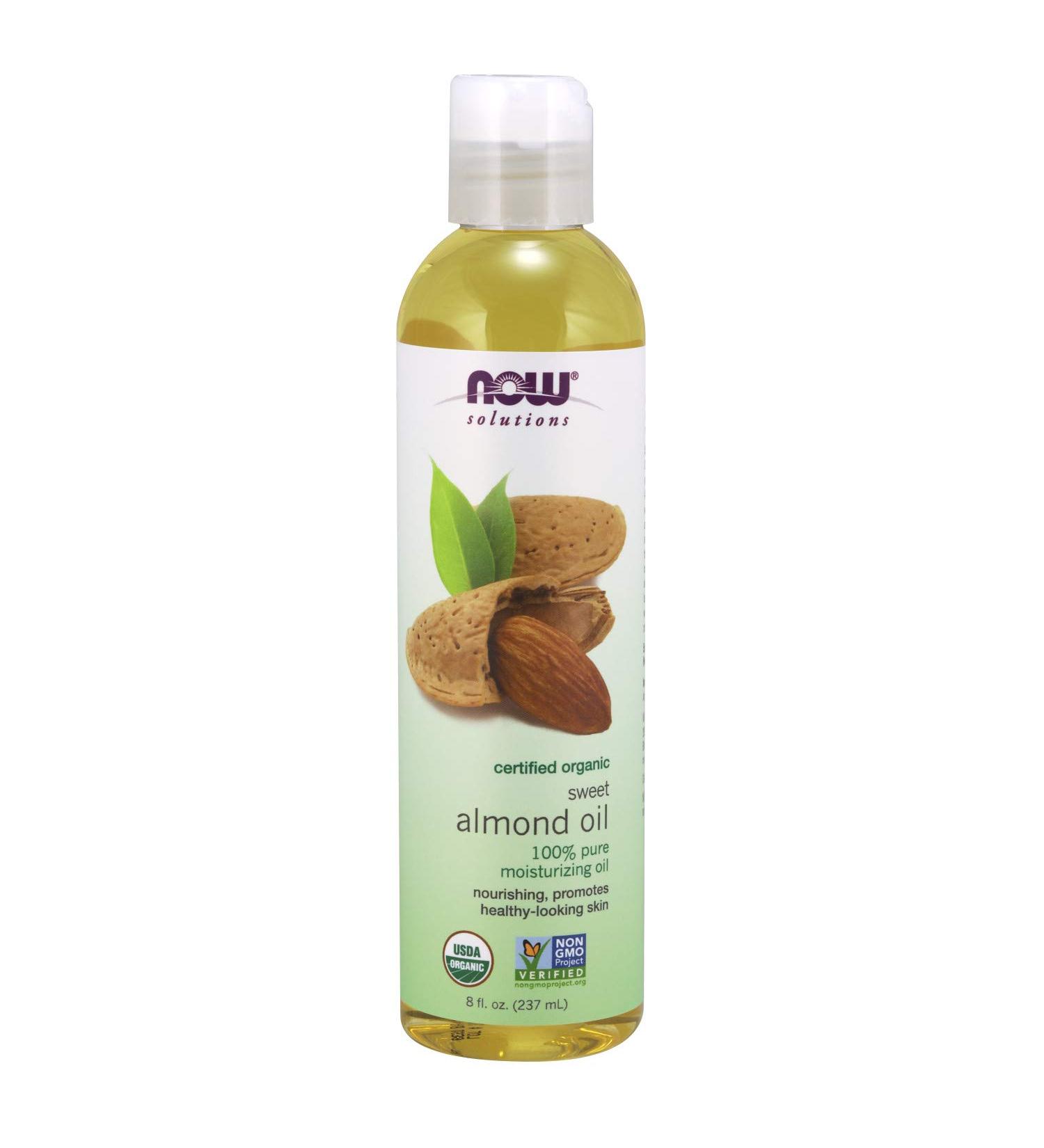 Now Foods Organic Sweet Almond Oil 8 fl oz - Cold-Pressed & Pure - Buy Online on SooperMarket.com