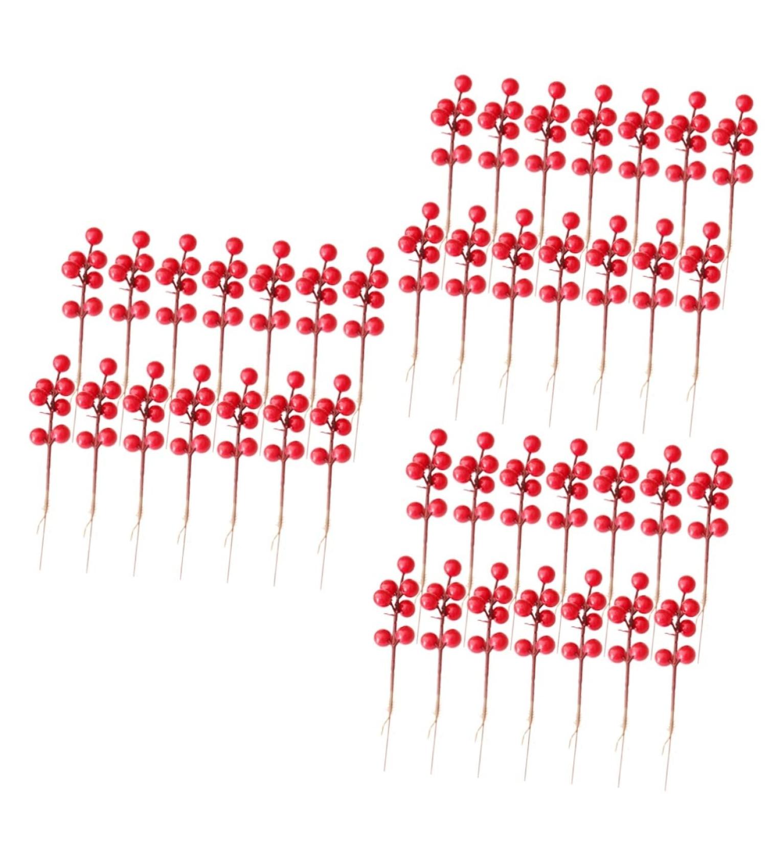 HOMSFOU 60 Pcs Christmas Fruit Christmas Tree Picks Artificial Berry Twigs Diy Floral Art Plant Fake Berry Picks Christmas Holly Decorations Christmas Berry Picks Foam Red Fruit Branch Redx3pcs 17x3cmx3pcs - Buy Online on SooperMarket.com