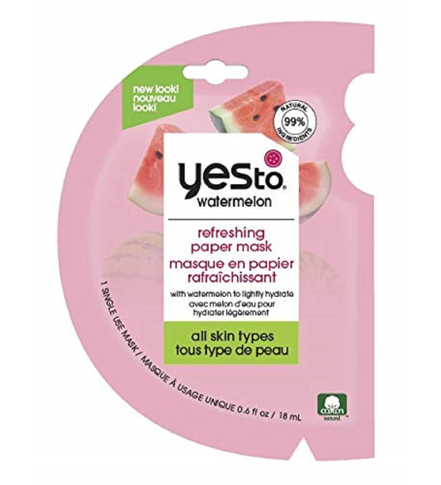 Yes To Watermelon Refreshing Paper Mask - Hydration Packed with Antioxidants - Vegan & Cruelty-Free - 1-Pack 0.6 Fl Oz - Buy Online on SooperMarket.com