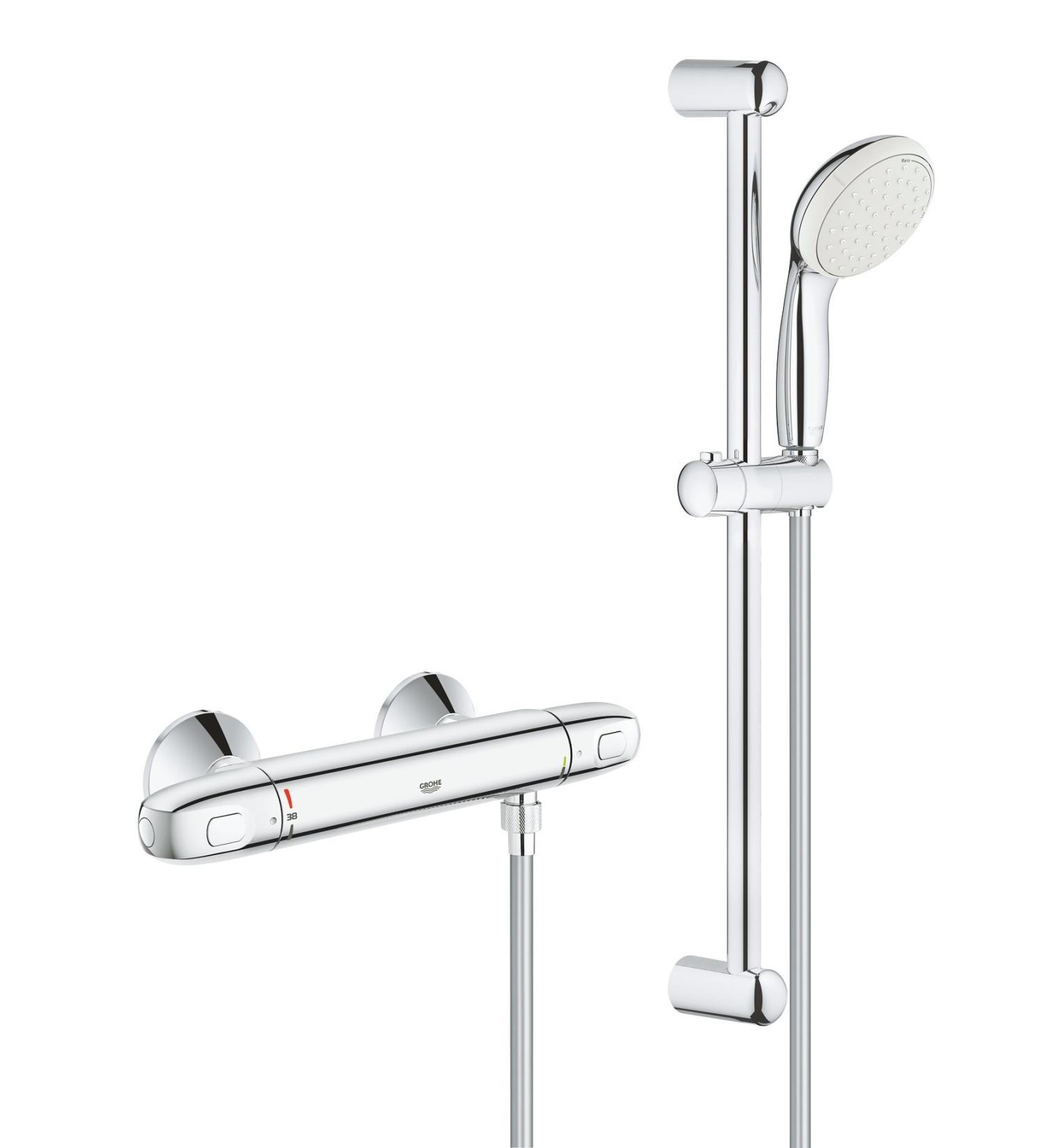 GROHE 34151004 Grohtherm 1000 Thermostat Battery Set DN 15 - Chrome Shower Arrangement 600 mm | International Shipping Available - Buy Online on SooperMarket.com