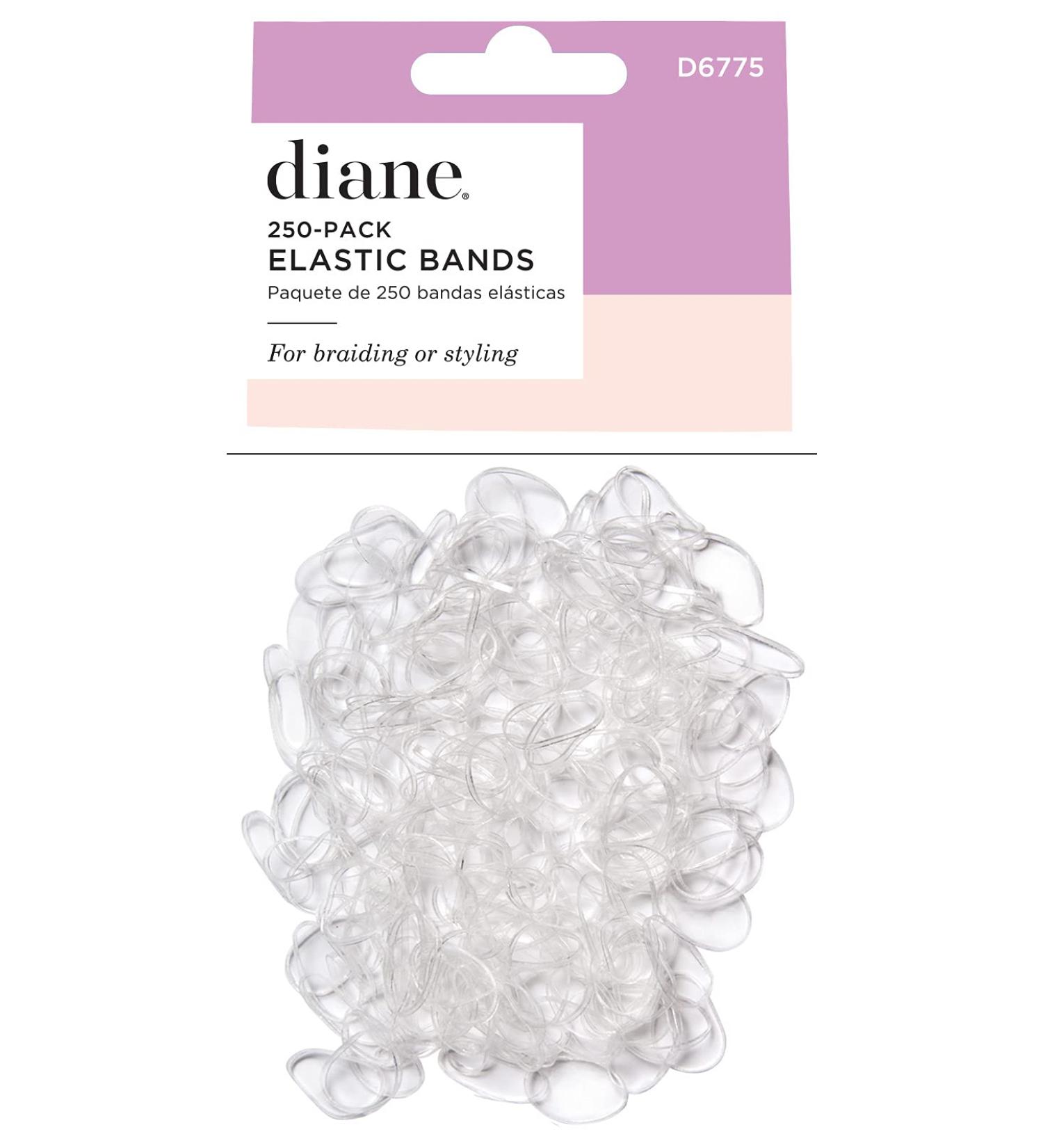 Diane D6775 Clear Elastic Bands for Hair Styling  Braids - 250 Count (Pack of 1)