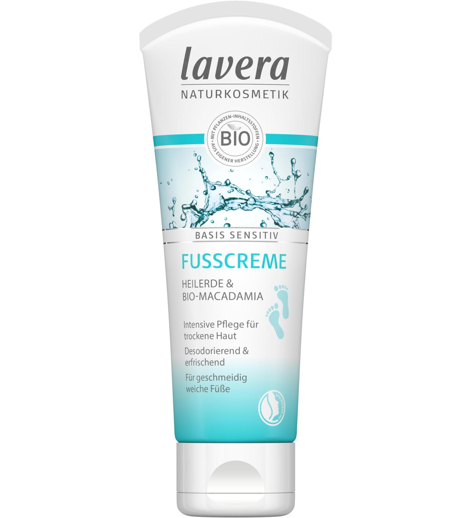 Lavera Foot Cream Base Sensitive - Healing Earth & Bio-Macadamia - Vegan Organic Care for Dry Skin - 4 x 75ml - Soft Supple Feet - Buy Online on SooperMarket.com