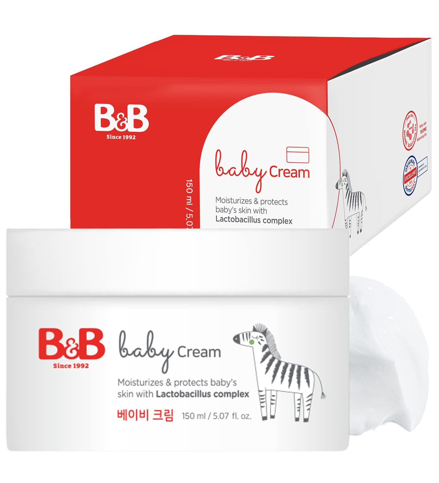 B&B Baby Cream - Intensive Moisturizing for Delicate Skin with Jojoba Oil & Shea Butter - Non-Greasy Dry Skin Moisturizer - Allergen-Free Citrus Scent - 5.07oz - Buy Online on SooperMarket.com