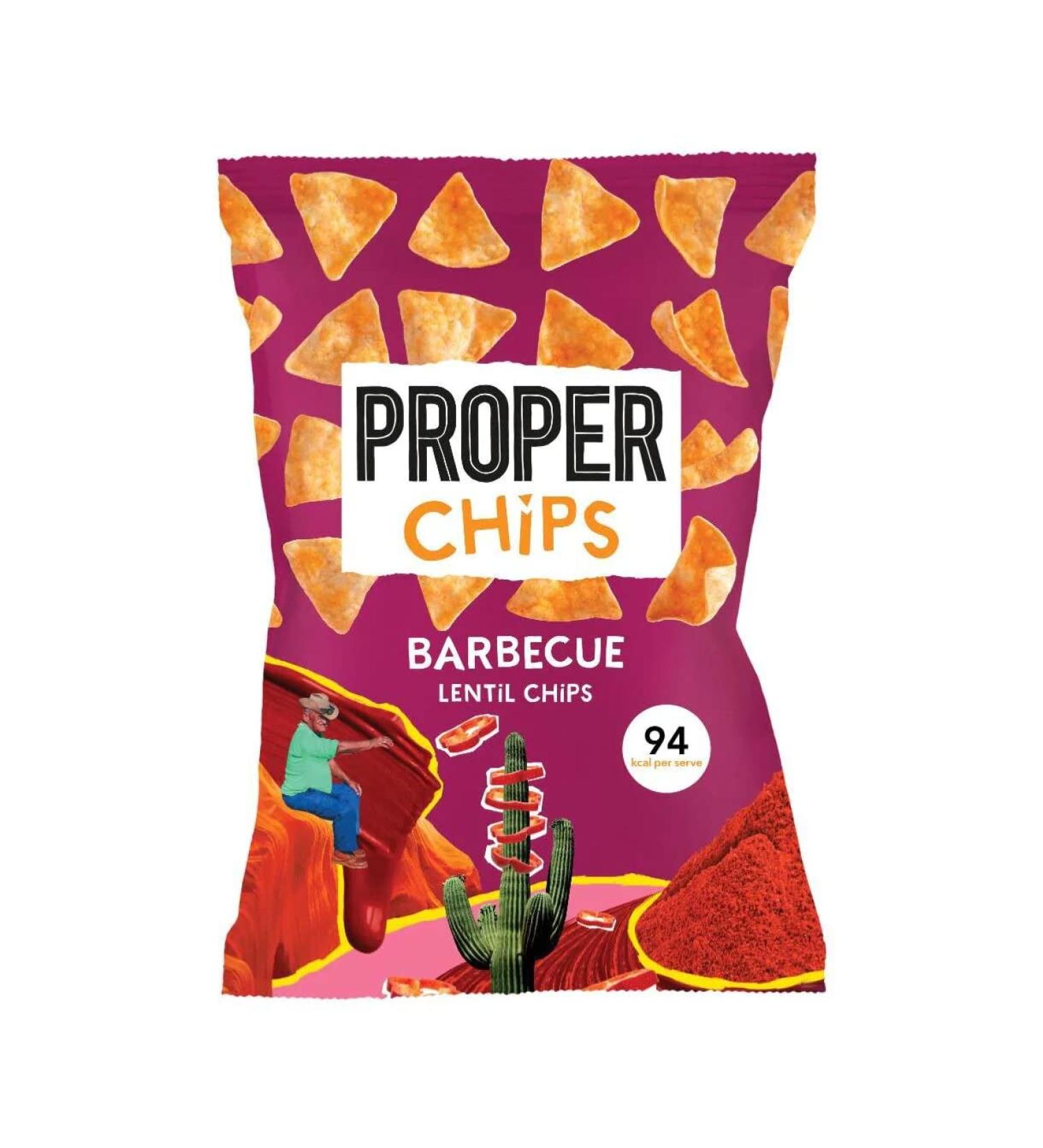 PROPERCHIPS Barbecue Lentil Chips 85g - Vegan Gluten-Free Snack, Sharing Bag - Pack of 1 - Buy Online on SooperMarket.com
