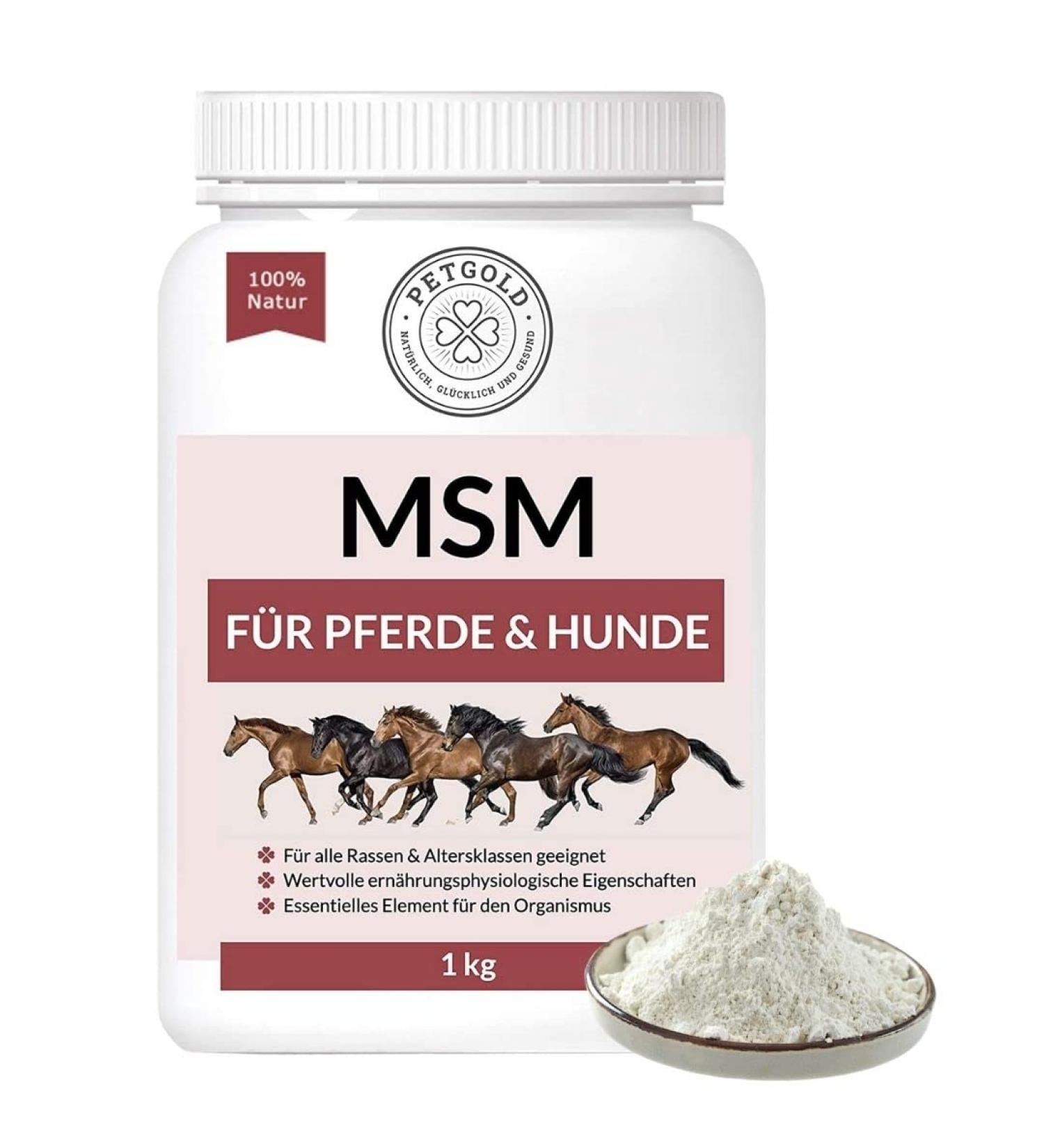 Petgold MSM Horse Powder 1000g | High Dose Sulfur Methylsulfonylmethane for Dogs & Horses - Buy Online on SooperMarket.com
