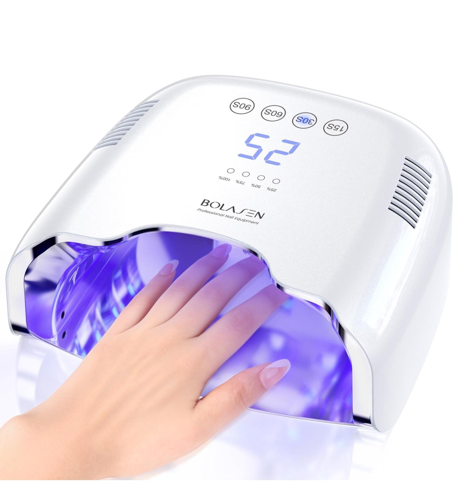 BOLASEN Cordless Rechargeable UV Nail Lamp - 54W Wireless LED Nail Dryer for Gel Nails Portable & Professional Curing Light with Metallic Reflector - Perfect for Home & Salon Use - Buy Online on SooperMarket.com