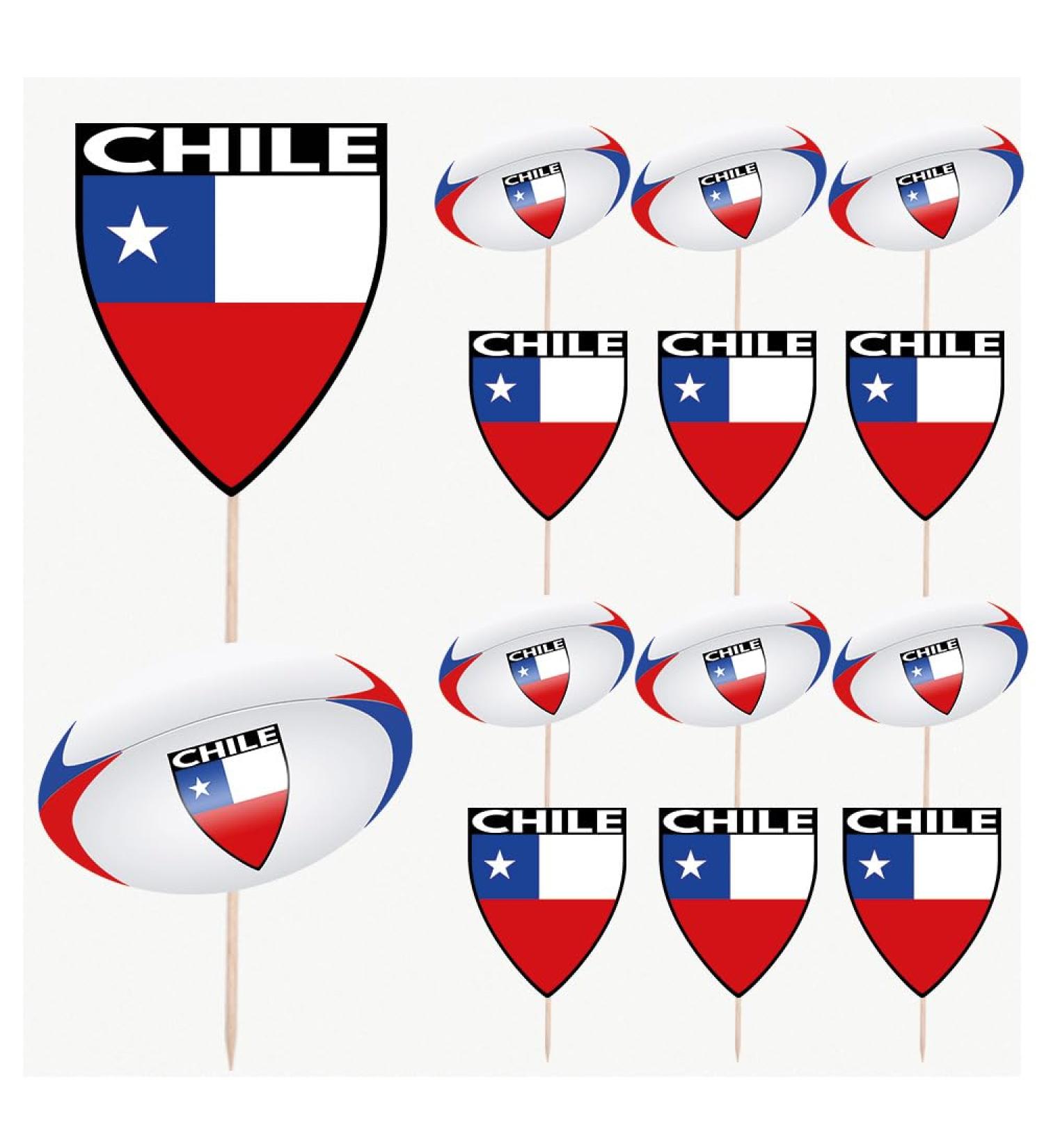 Chile Flag Rugby Ball Food & Cupcake Picks Toppers Party Decorations (14 Pack) - Buy Online on SooperMarket.com