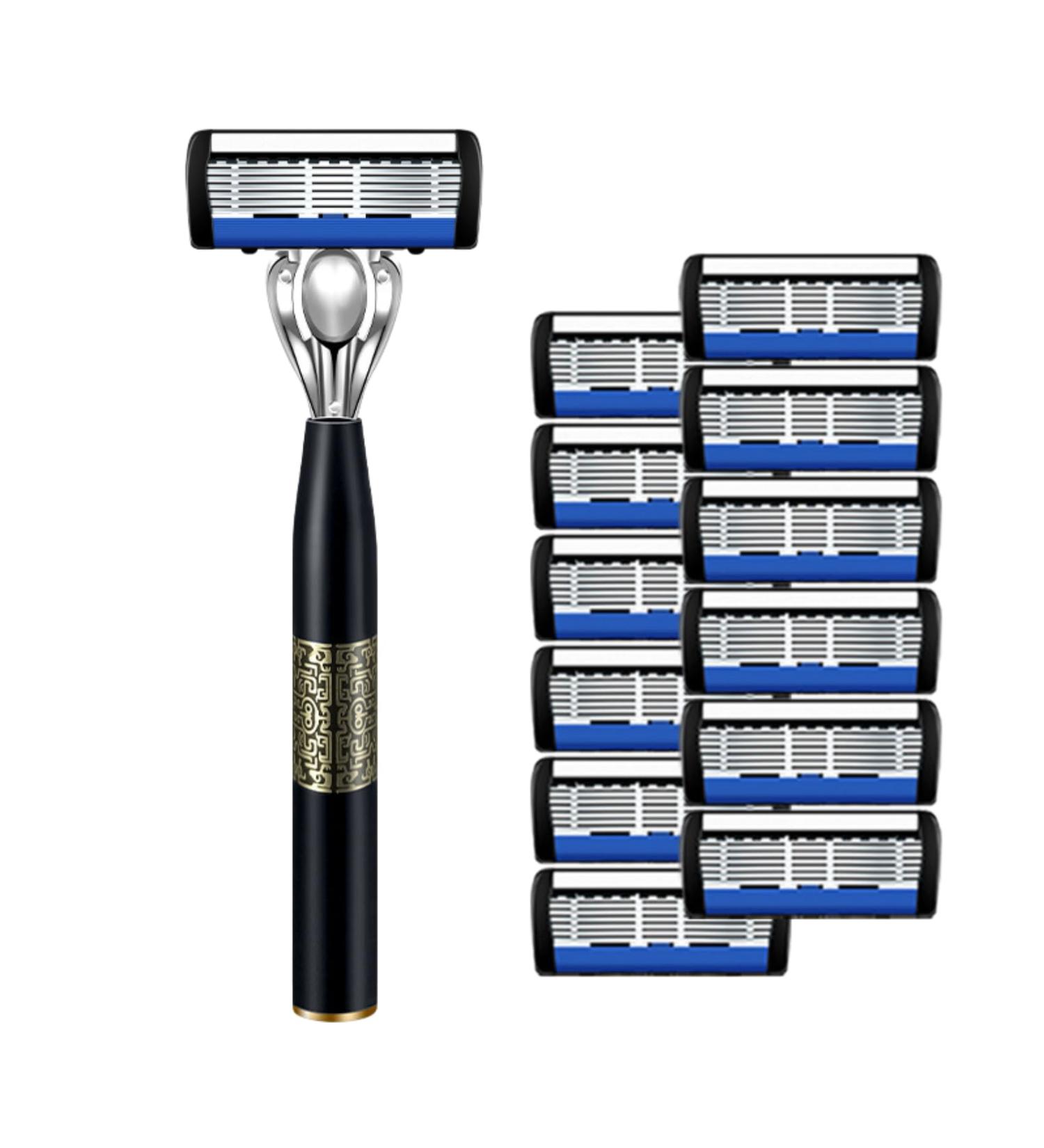 Upgrade 7-Blade Razor for Men - Precision Trimmer & Dual Lubrication | 1 Handle + 12 Refills for Ultimate Comfort - Shop Internationally - Buy Online on SooperMarket.com