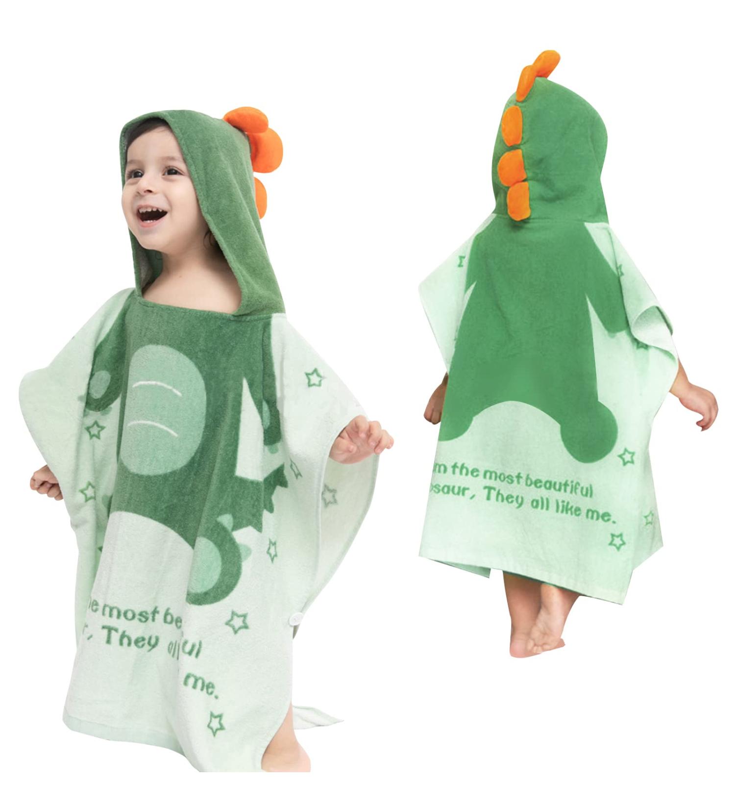 Supgomax Hooded Bathing Poncho for Kids | Cartoon Dinosaur Beach Towel & Baby Hooded Bath Towel | Absorbent and Fun for Swimming & Showers - Buy Online on SooperMarket.com