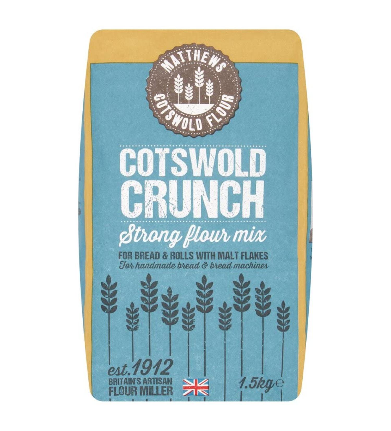 Matthews Cotswold Strong Crunch Flour 1.5Kg Strong flour mix for Bread & Rolls with Malt Flakes - Buy Online on SooperMarket.com