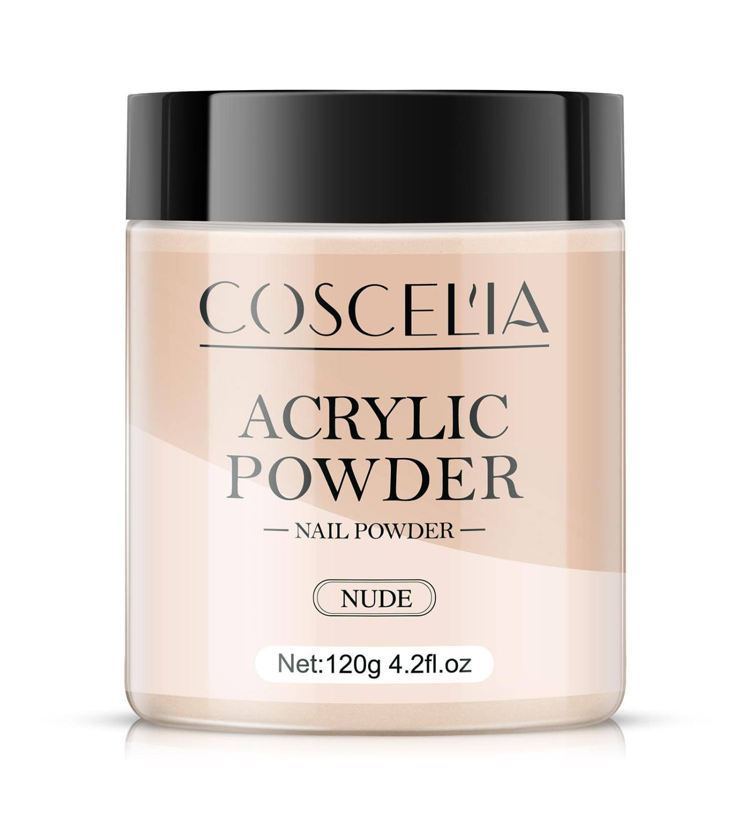 COSCELIA Acrylic Powder for Nails - Nude 120g | 3D Nail Extensions No Lamp Needed - Premium Quality Acrylic Nail Supplies - Buy Online on SooperMarket.com