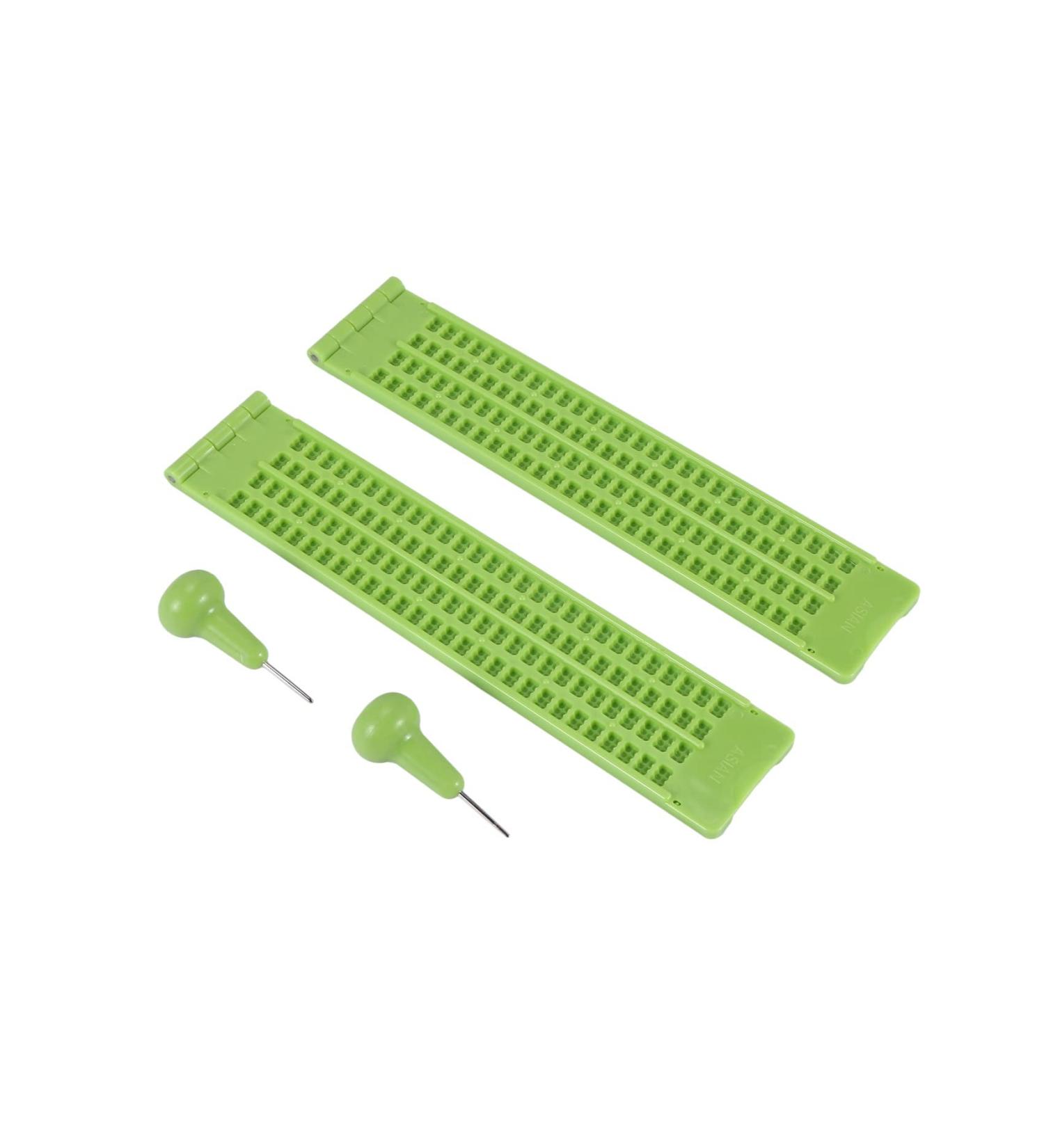 CAIONPLE 4 Lines 28 Cells Braille Slate - Plastic Braille Writing Kit in Green for Accessible Learning - Buy Online on SooperMarket.com