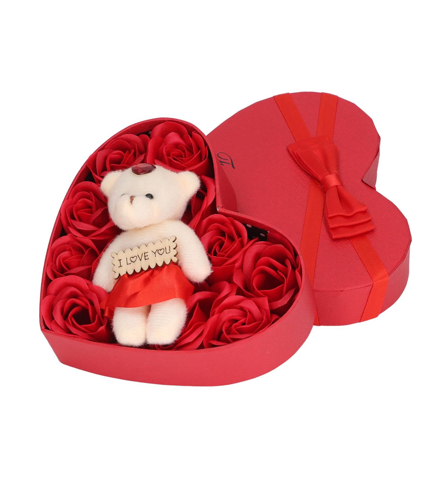 Soap Rose Gift Box Heartshaped Home Decorations Romantic Soft Bath Flower Soap for Valentine's Day Birthday Anniversary - Buy Online on SooperMarket.com