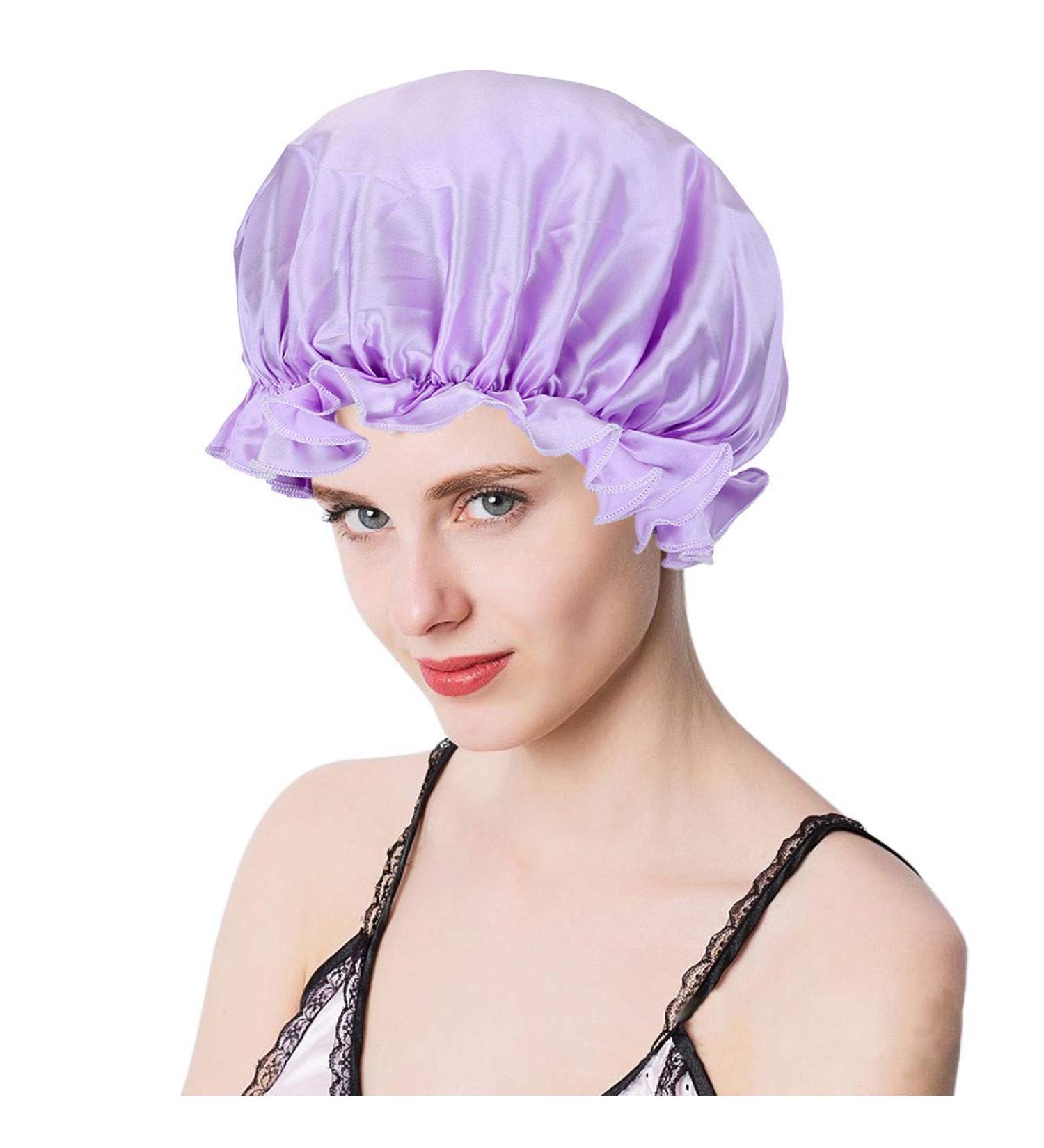Samtree Women's Silk Sleep Hat - Elastic Lined Satin Nightcap Head Cover (Purple) | Hair Beauty Bonnet - Buy Online on SooperMarket.com