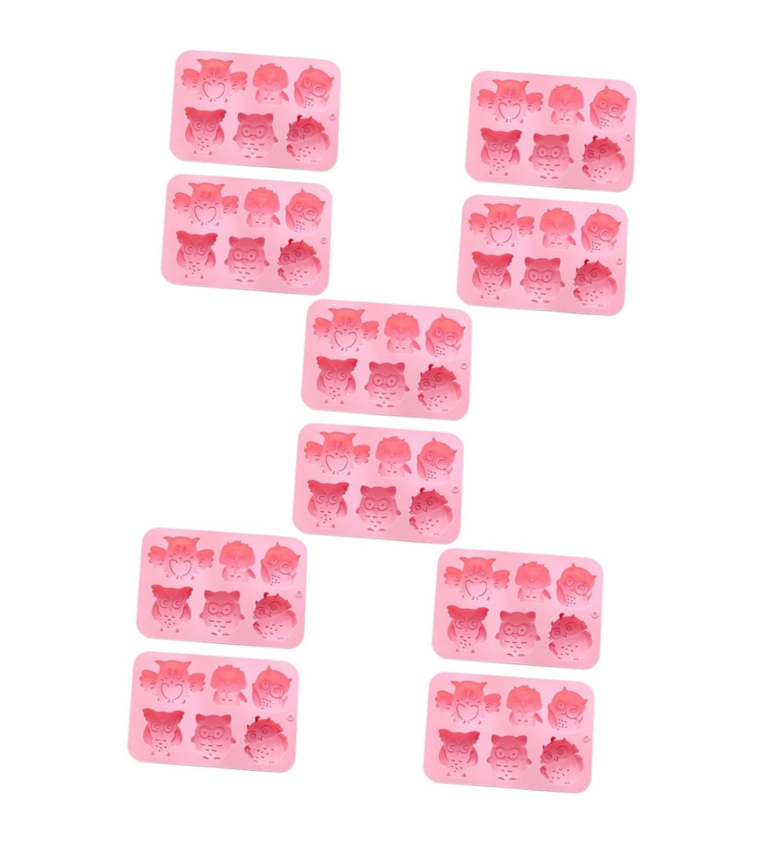 MAGICLULU 10 Pcs Baking Cake Mold Chocolate Mold Candy Chocolate Owl Soap Molds Silicone Mold Silicone Soap Animal Cookie Silicone Baking Mold Owl Candy Molds to Bake Silica Gel Tool 19.9x13.8cmx5pcs Pinkx5pcs - Buy Online on SooperMarket.com