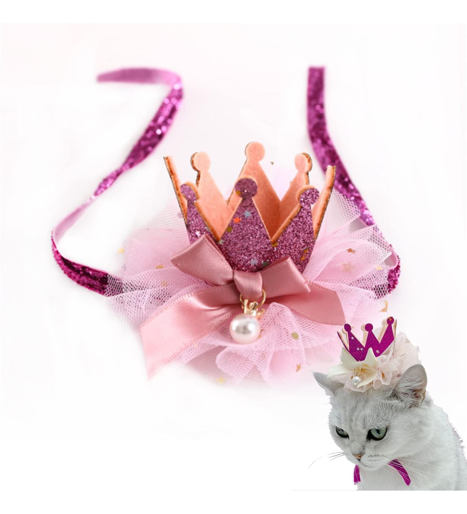 Dog Birthday Hat Pet Cat Birthday Hat Cute Lace Dog Crown Hat Headwear Caps Costumes for Small Medium Puppy Kitten Party Decorations (PINK) - Buy Online on SooperMarket.com