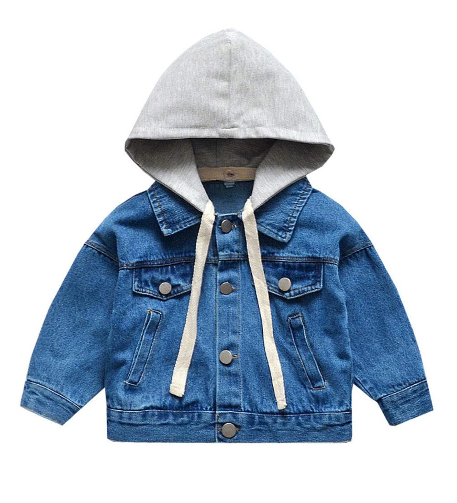 Odziezet Denim Hooded Jacket for Baby Boys | Long Sleeve Zipper Jean Coat | Spring Outfits 2-3 Years - Buy Online on SooperMarket.com