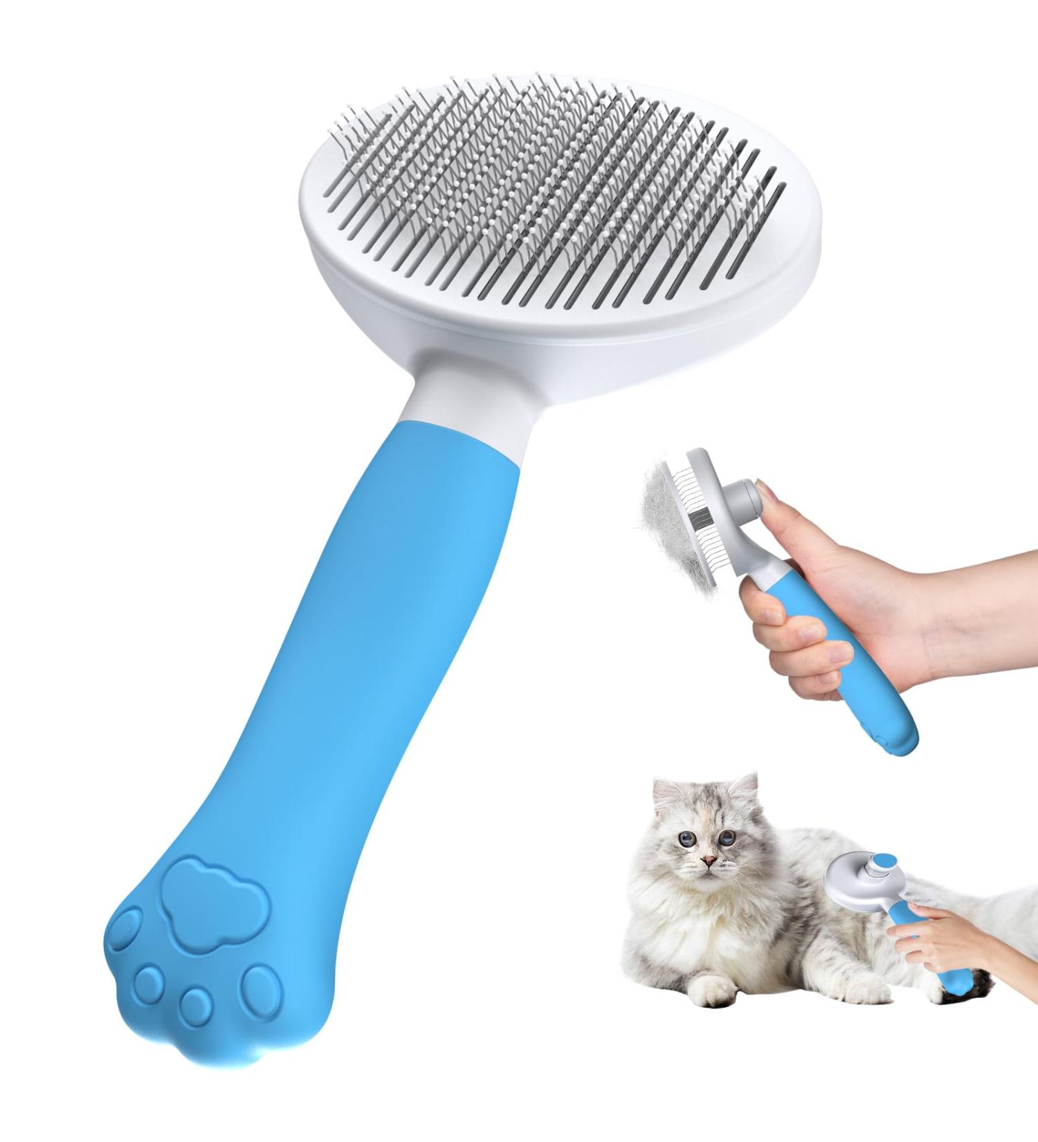 ZIMCATE Cat & Dog Brush - Ergonomic One-Click Cleaning Tool for Short & Long-Haired Pets Ideal for Rabbits - Blauer See Wool Brush - Buy Online on SooperMarket.com