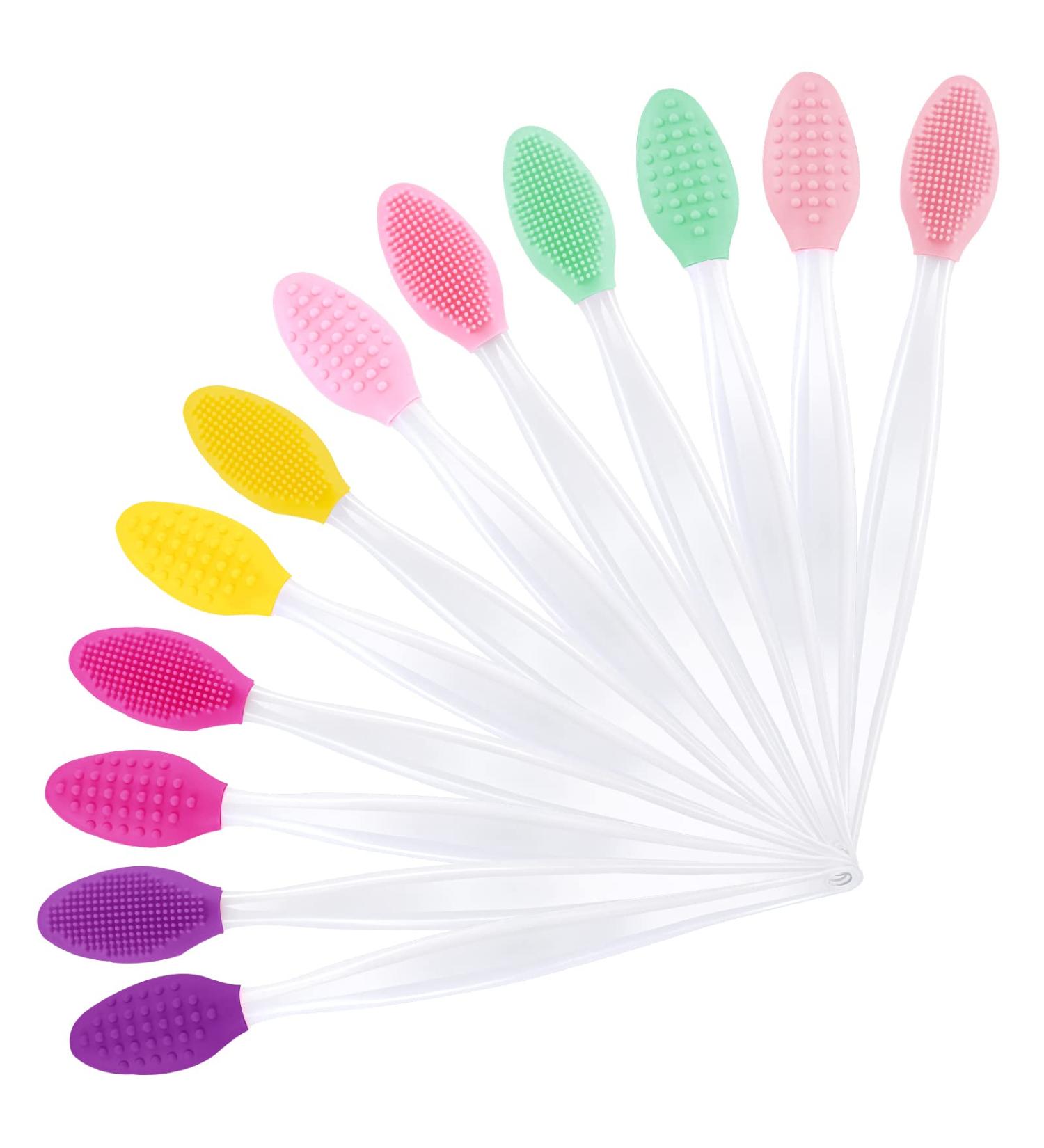 Lusofie 12 PCS Double-Sided Silicone Lip Scrub Brush Set - Exfoliating & Lightening for Men and Women - Buy Online on SooperMarket.com