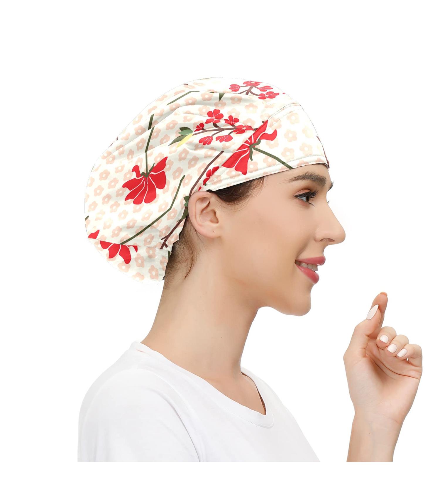 MUKJHOI Adjustable Flower Leaves Working Cap for Women Men - Sweatband Bouffant Hat - Buy Online on SooperMarket.com