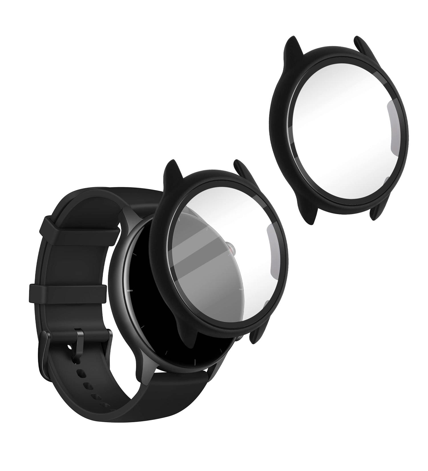 kwmobile Huami Amazfit GTR 2 / 2e Cover (Set of 2) - Tempered Glass & Plastic Frame, Black - Buy Online on SooperMarket.com