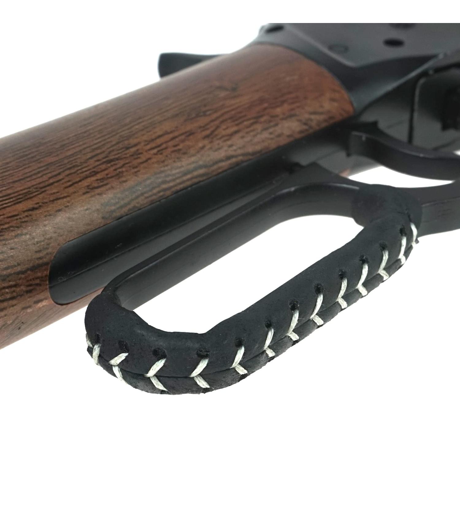 6 Stitched Genuine Leather Wrap Kit for Lever Action Rifle & Shotgun - Black Crazy Horse Leather - Buy Online on SooperMarket.com