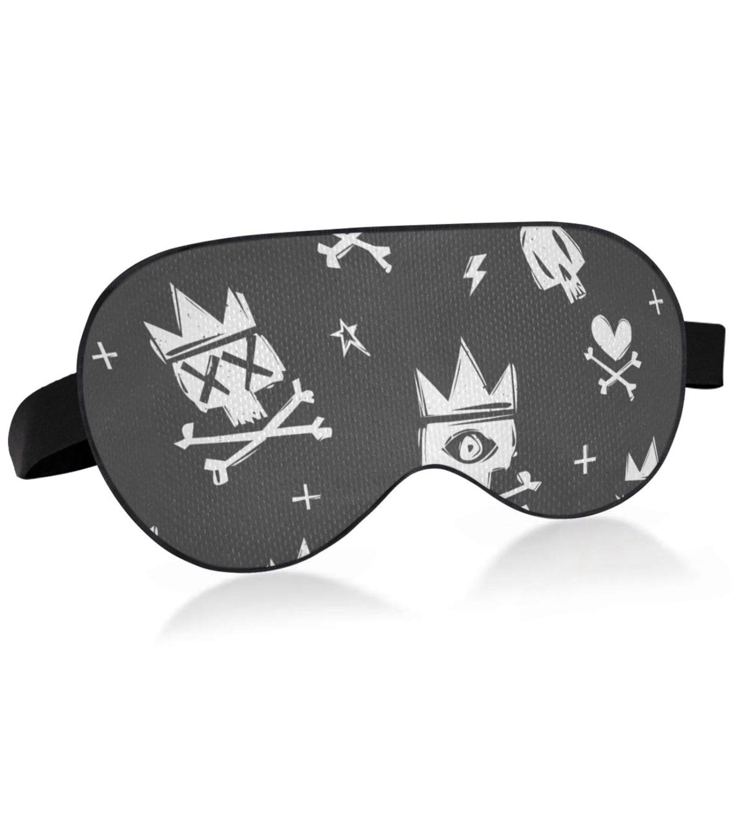 Unisex Haskirky Light Blocking Eye Mask - Breathable & Adjustable for Travel, Yoga, Meditation - Cartoon Skull Design - Buy Online on SooperMarket.com