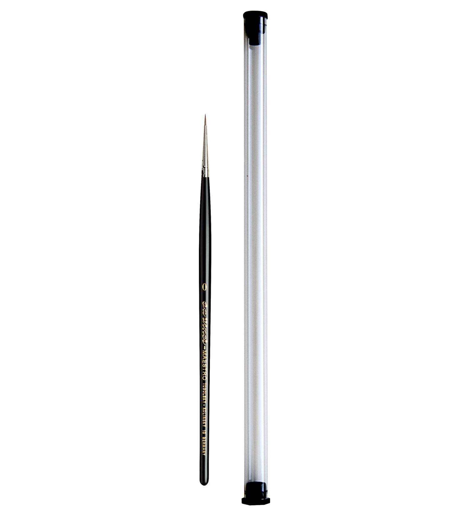 da Vinci Watercolor Series 10 Maestro Paint Brush  Round Kolinsky Red Sable with Transparent Storage Tube  Size 0 (19-0)