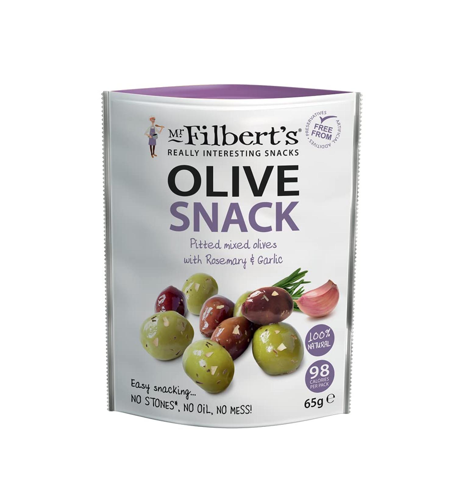 Mr Filbert's Green Kalamata Rosemary and Garlic Olives 8 x 65g Green Kalamata Rosemary & Garlic - Buy Online on SooperMarket.com