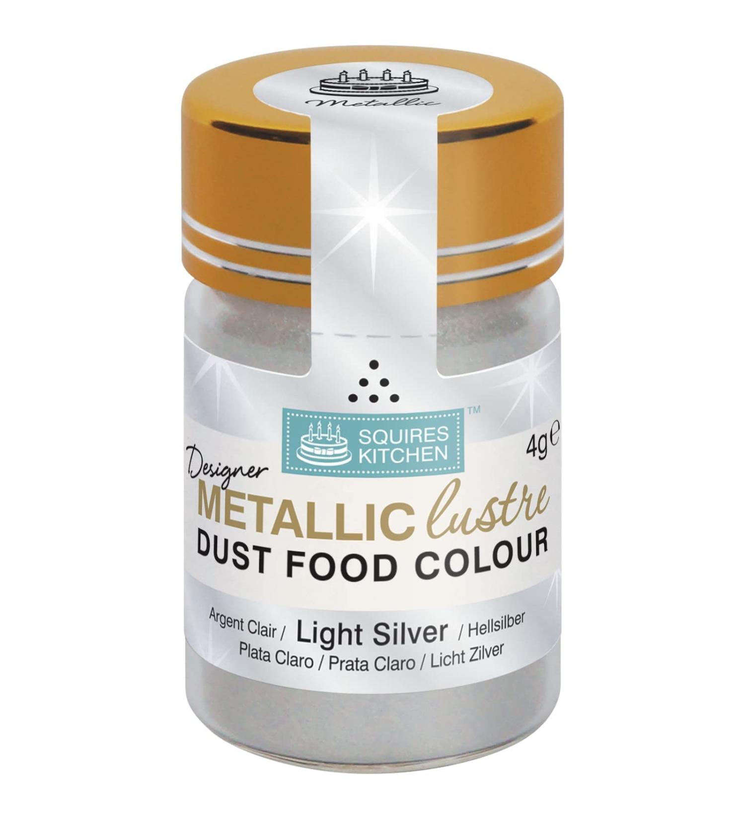 Squires Kitchen Metallic Lustre Dust in Light Silver - 4g | Designer Metallic Pigment for Cake Decorating - Buy Online on SooperMarket.com