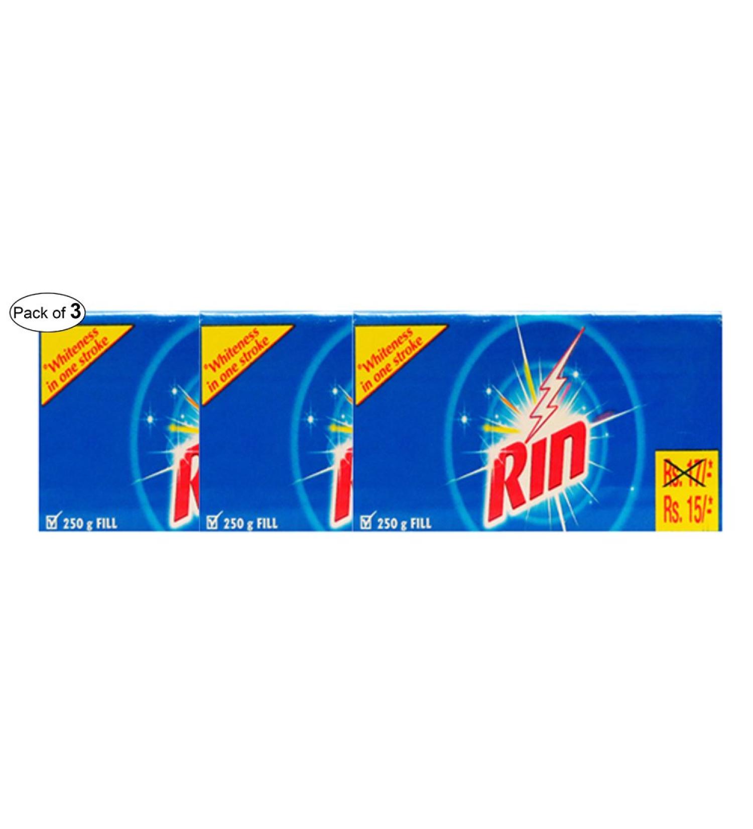 Rin Detergent Bar (250g Approx.) (Pack of 3) Packaging May Vary