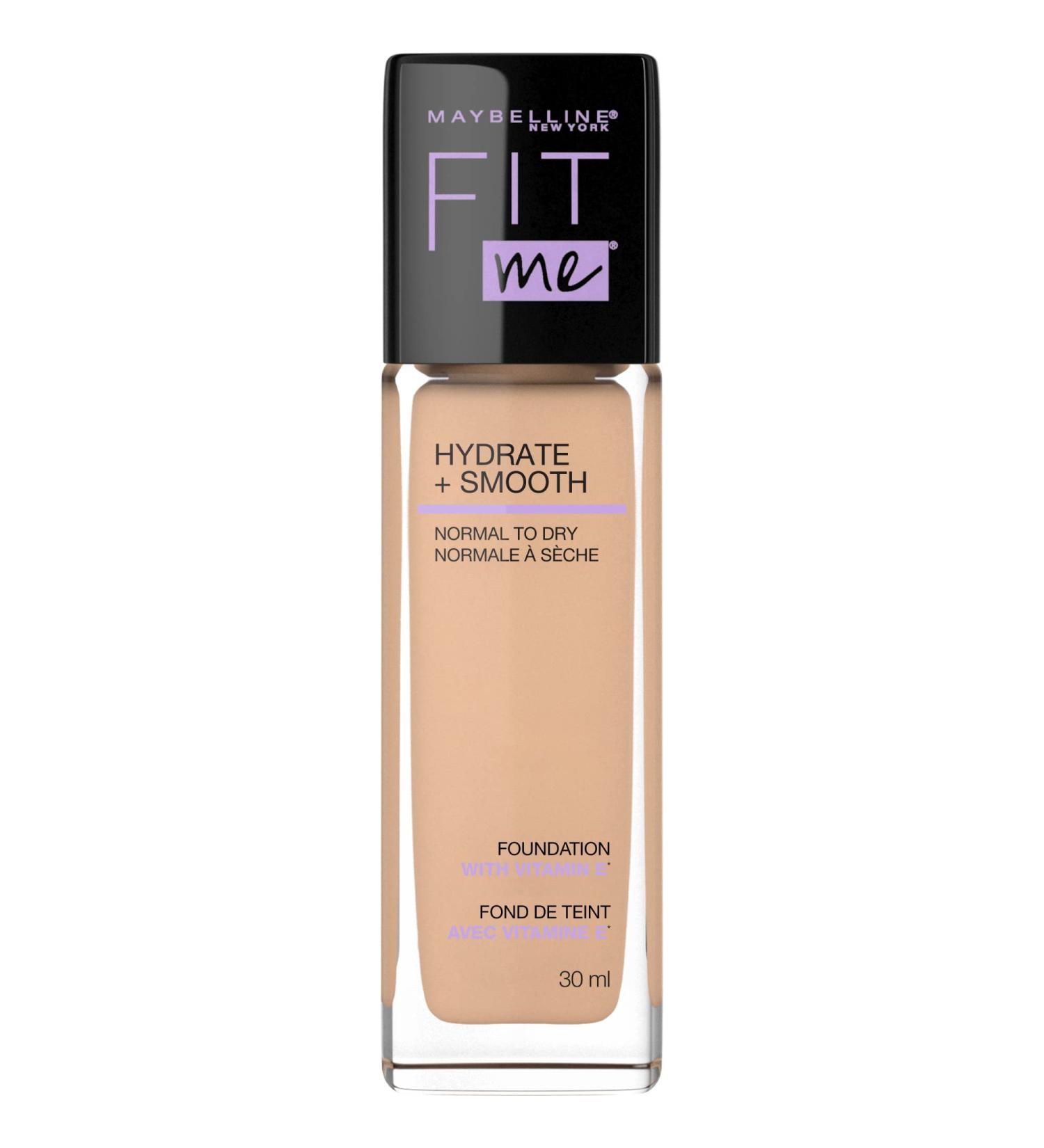 Maybelline New York Fit Me Hydrate + Smooth Foundation Natural Luminous Finish Moisturizing Medium Coverage for Normal to Dry Skin Nude Beige 30 ml