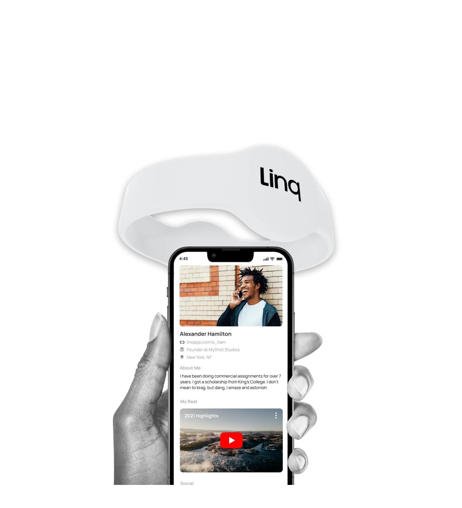 Linq Bracelet v3 - Smart NFC and QR Technology Band for Networking, Custom Links, Videos - White - Buy Online on SooperMarket.com
