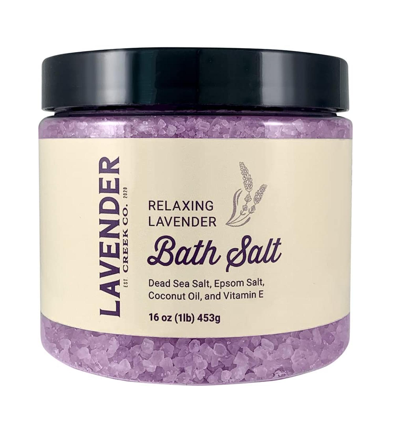 Relaxing Lavender Bath Salt with Epsom & Dead Sea Minerals - Soothing Foot Soak for Women | Muscle Relief & Luxury Bath Products - 1 lb - Buy Online on SooperMarket.com