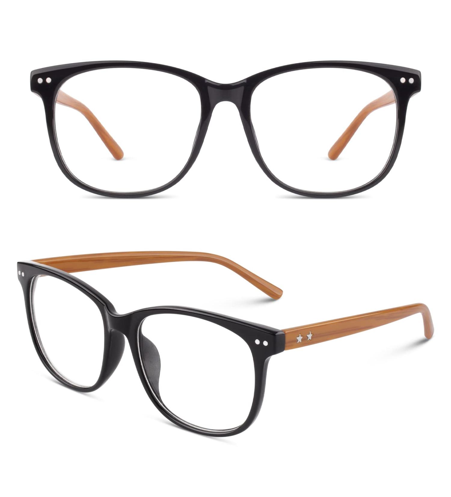 Shop Happy Store CN81 Large Oversized Bold Frame UV 400 Clear Lens Horn Rimmed Glasses - Black Brown Transparent | International Shipping Available - Buy Online on SooperMarket.com