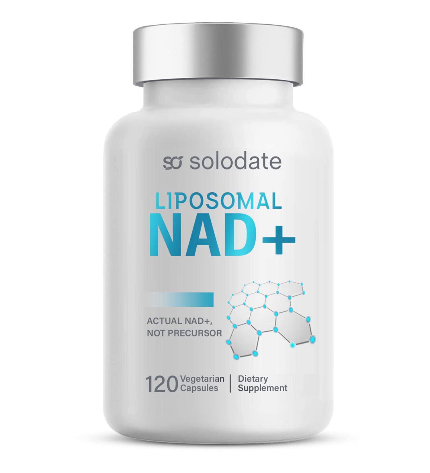 solodate Liposomal NAD+ 500mg Supplement with TMG | Cellular Energy & Anti-Aging | 120 Capsules - Buy Online on SooperMarket.com