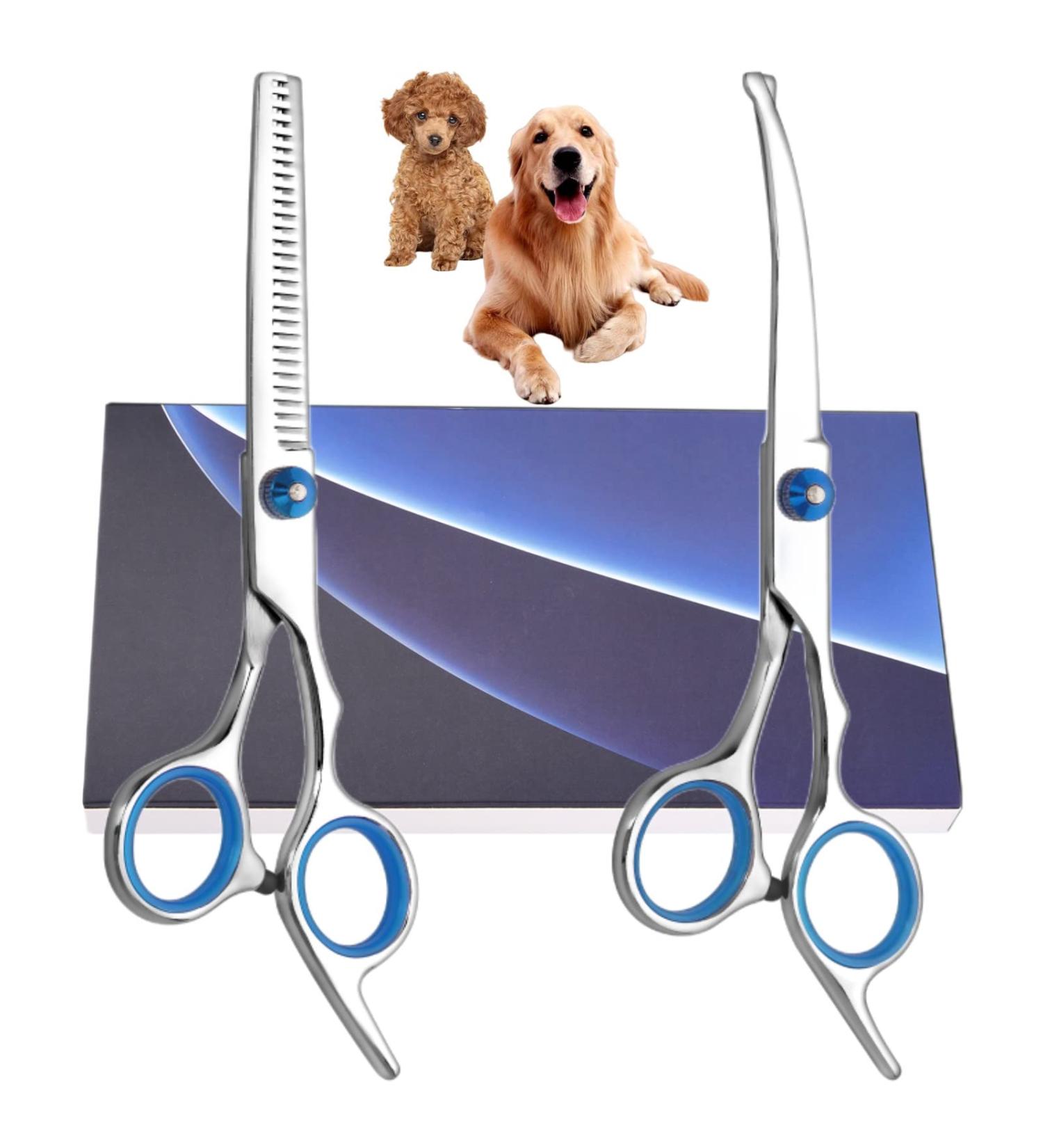 Premium Curved Dog Scissors - Stainless Steel Grooming Scissors for Dogs & Cats | Safety Round Pointed Design - Buy Online on SooperMarket.com