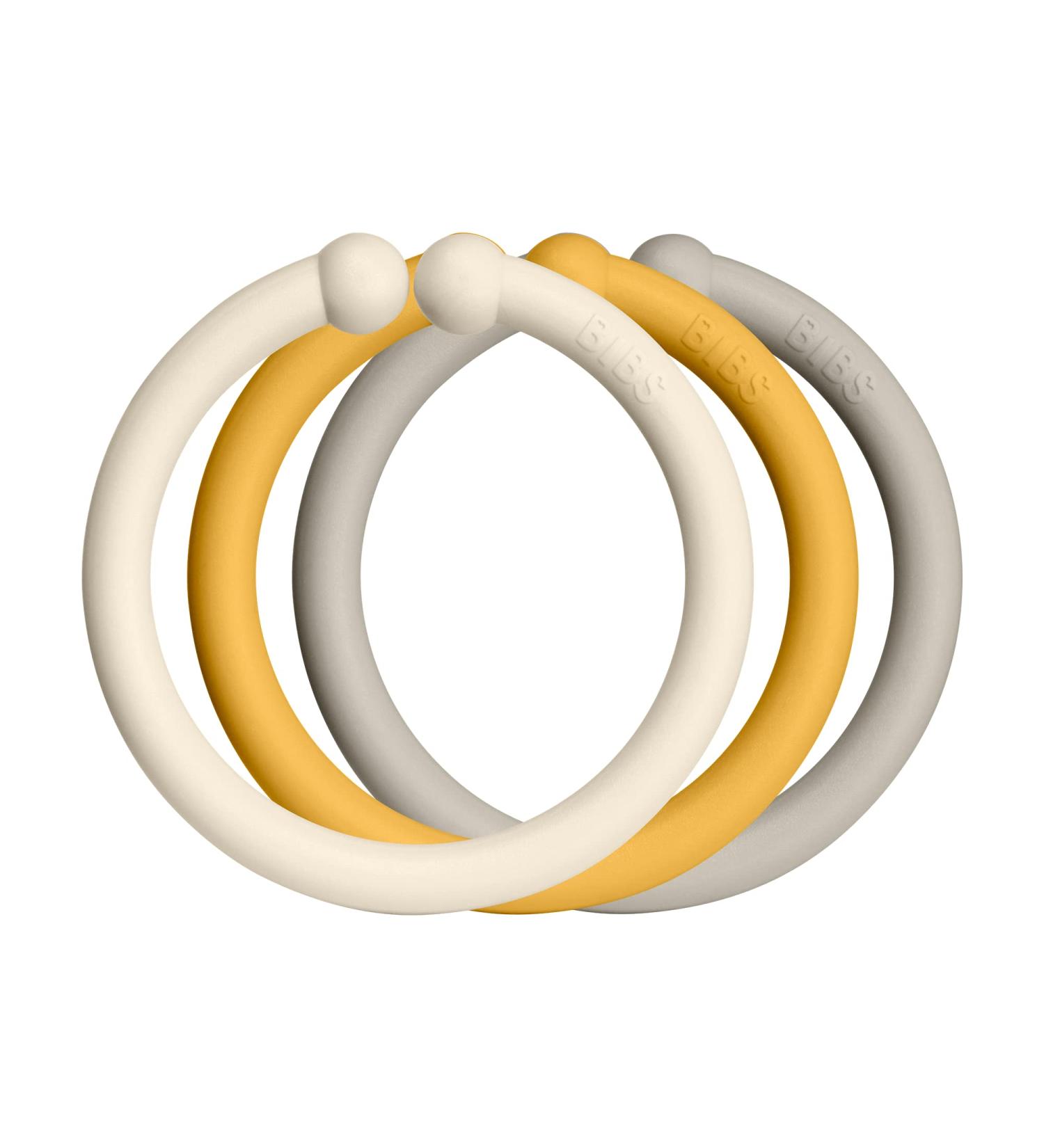 BIBSS LOOPS 12-Pack | BPA-Free Food Safe Teething Toys | Ivory Honey Bee Sand | 0-36 Months - Buy Online on SooperMarket.com
