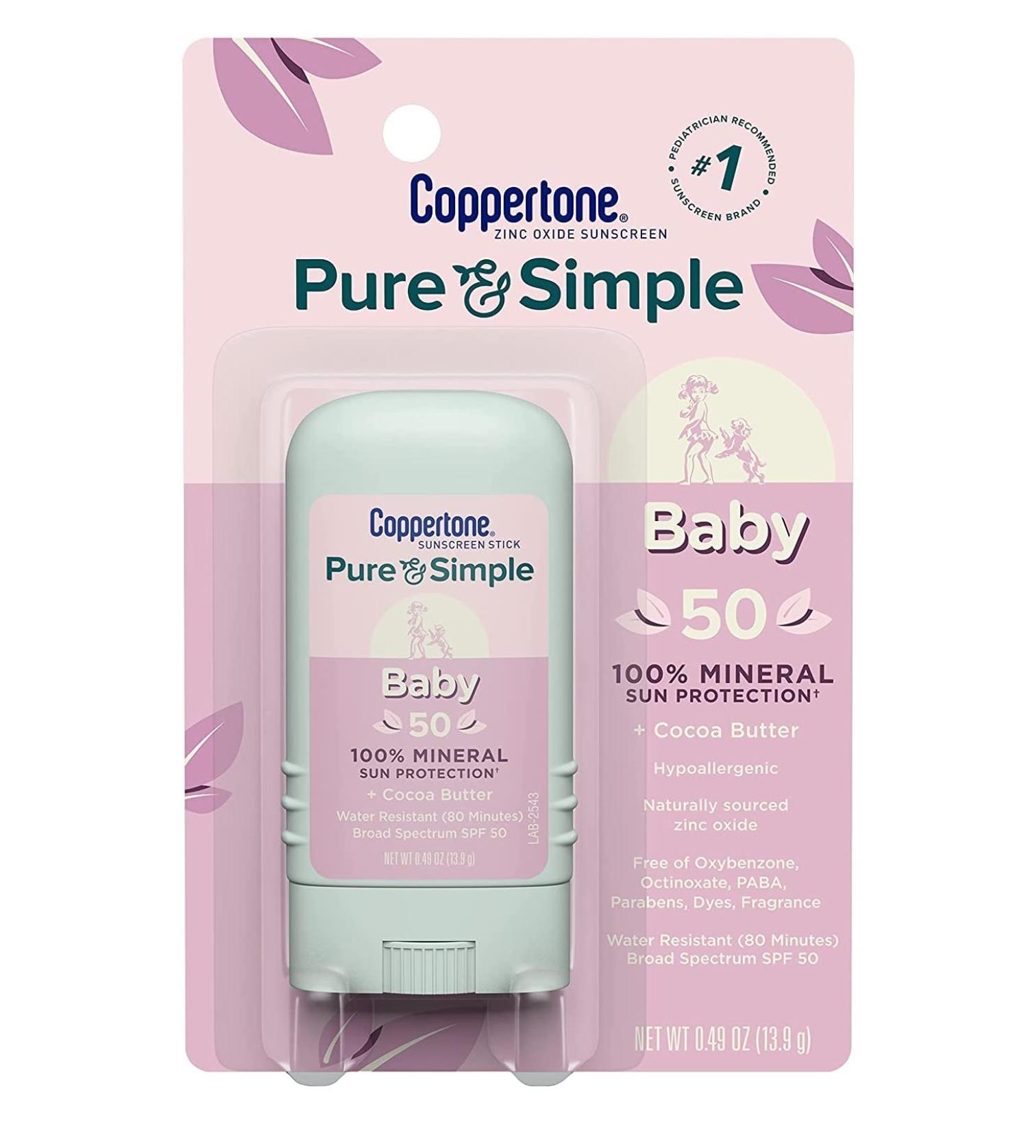 Coppertone SPF 50 WaterBabies Pure & Simple Stick - 0.49 oz (14ml) | Gentle Sun Protection for Kids - Fast International Shipping - Buy Online on SooperMarket.com