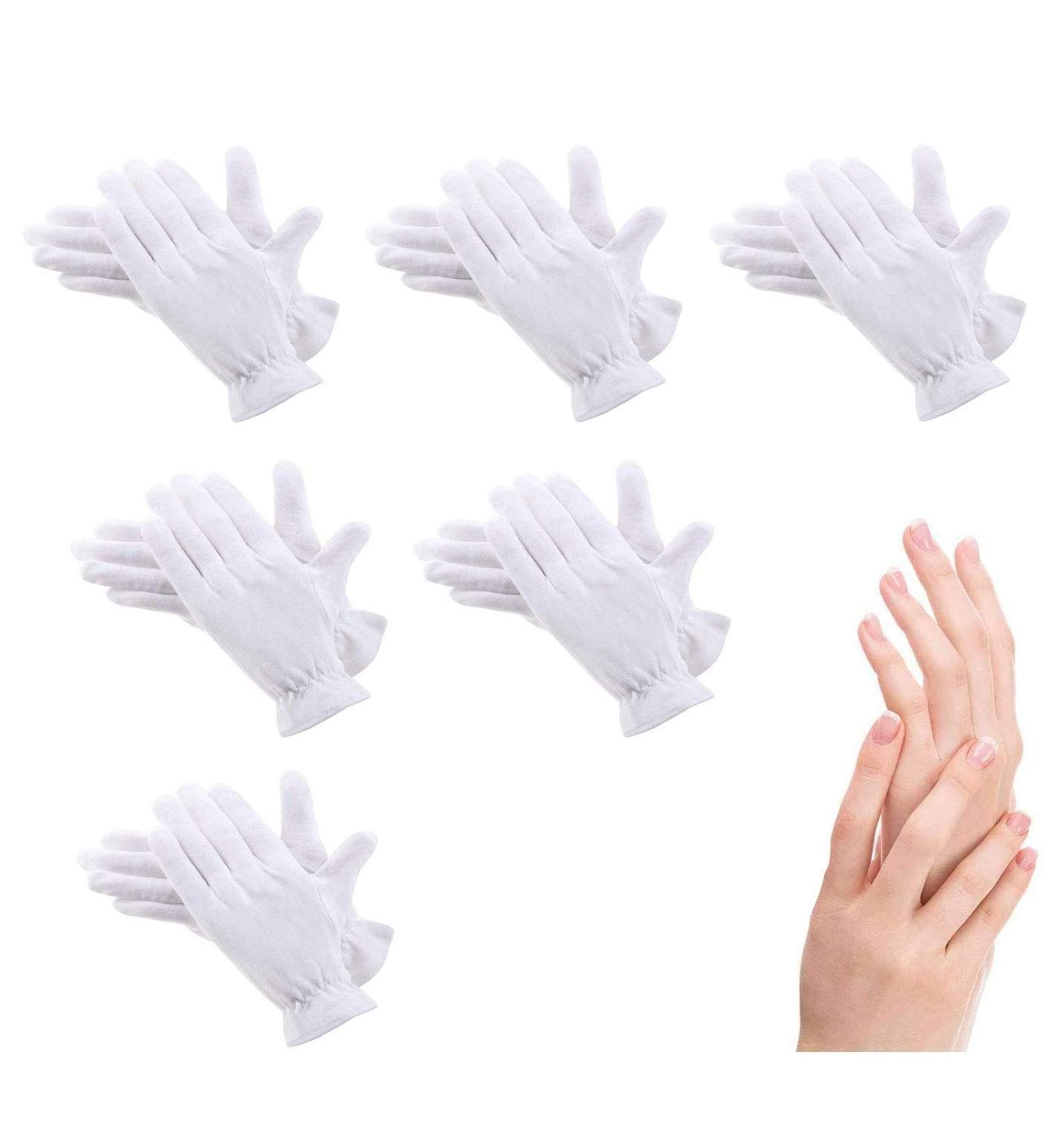 100% Cotton Eczema Gloves - 6 Pairs for Moisturizing & Bedtime, White Premium Quality for Dry & Sensitive Skin - Spa Therapy Treatment - Buy Online on SooperMarket.com
